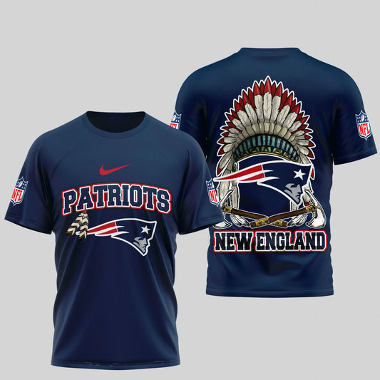 New England Patriots | Premium Native American Leather 3D Shirt TD – HuddleStyle.com - Main