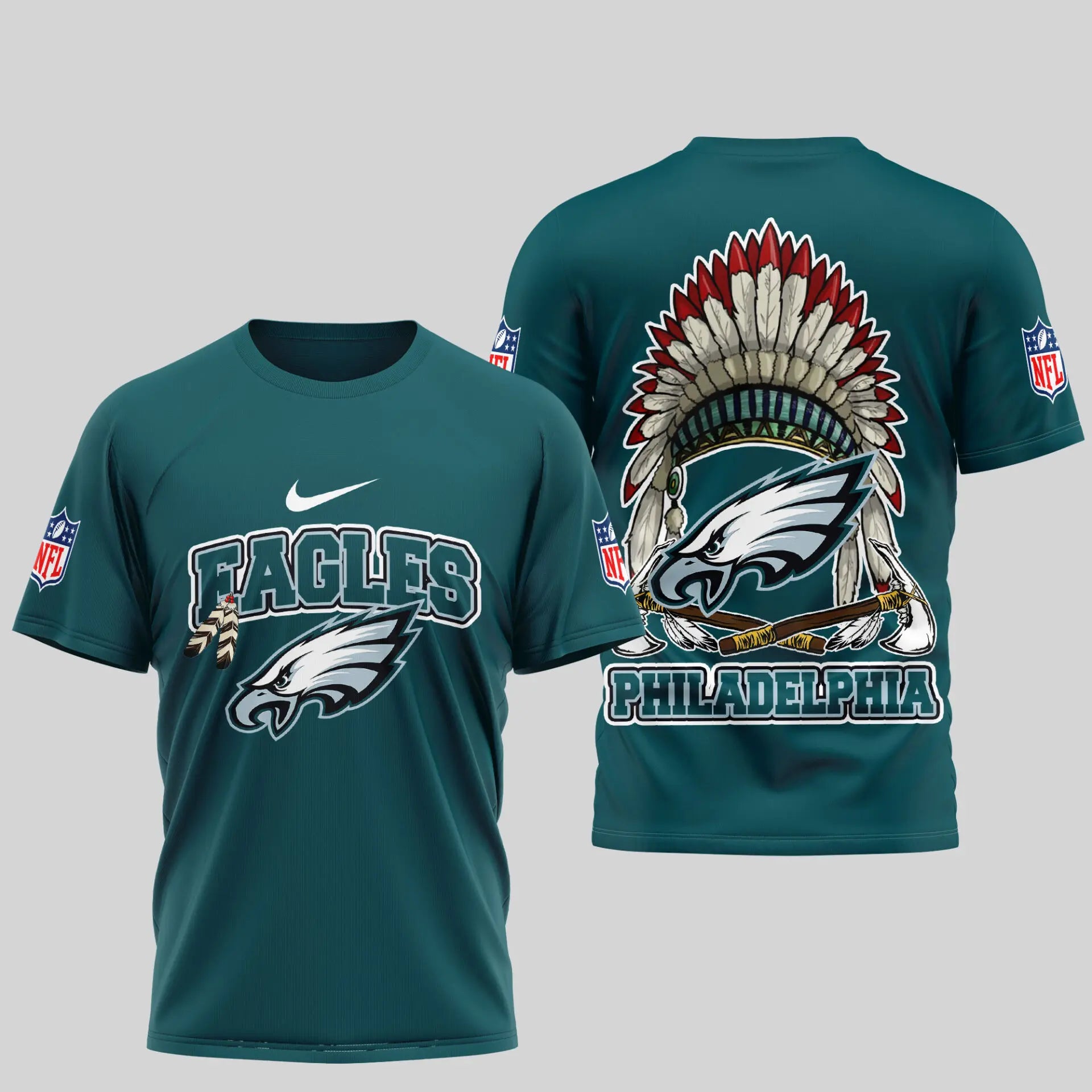 Philadelphia Eagles | Premium Native American Leather 3D Shirt TD – HuddleStyle.com - Image 2