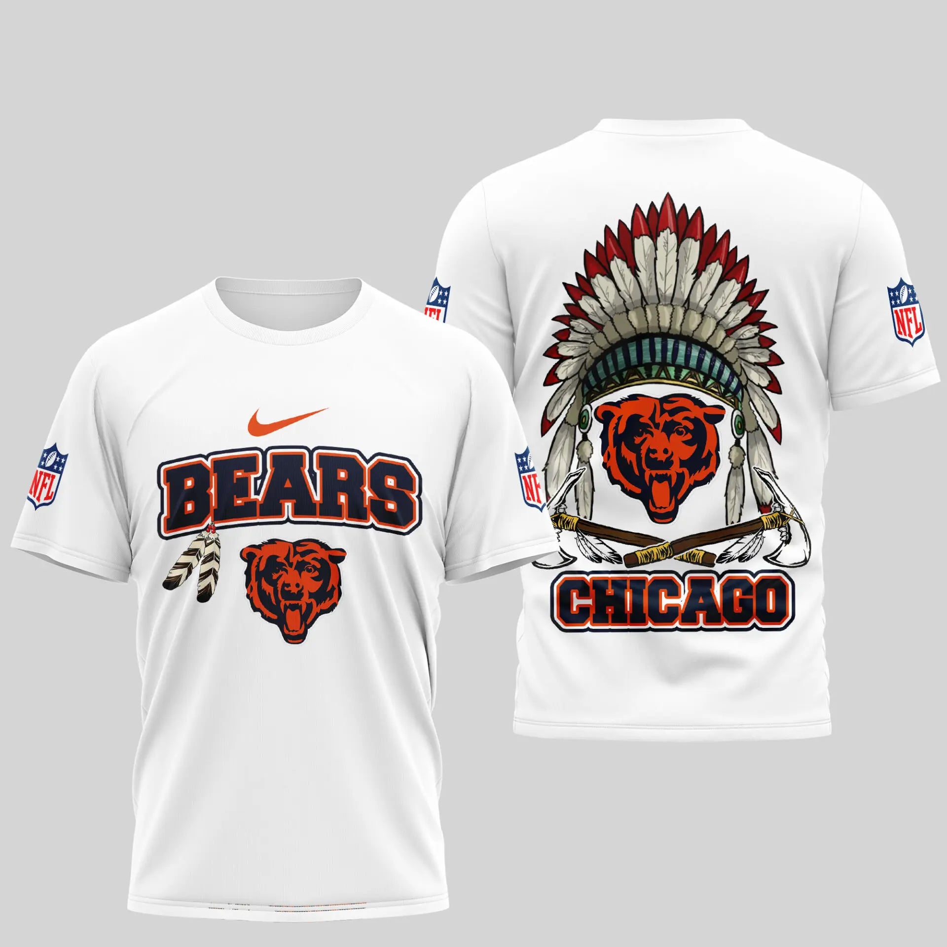 Chicago Bears | Premium Native American Leather 3D Shirt TD – HuddleStyle.com - Image 2