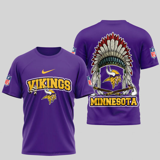 Minnesota Vikings | Premium Native American Leather 3D Shirt TD – HuddleStyle.com - Main