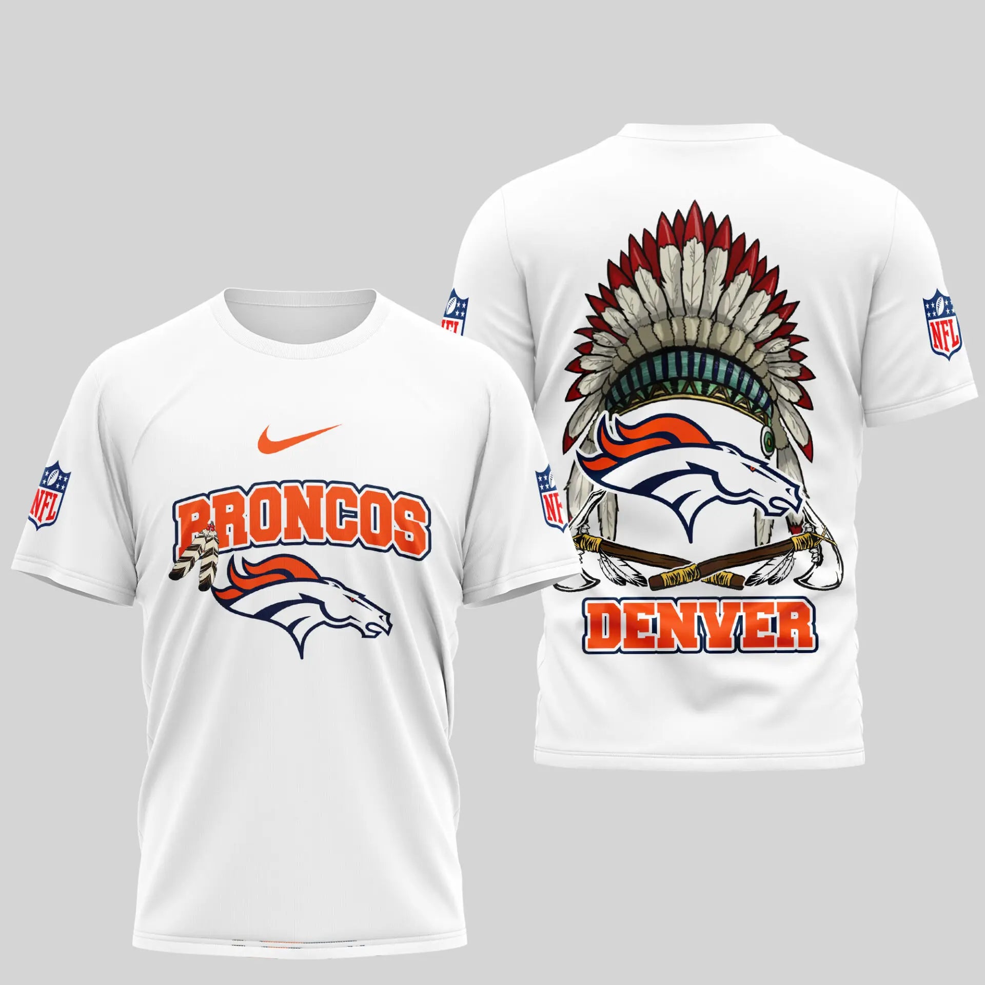 Denver Broncos | Premium Native American Leather 3D Shirt TD – HuddleStyle.com - Main