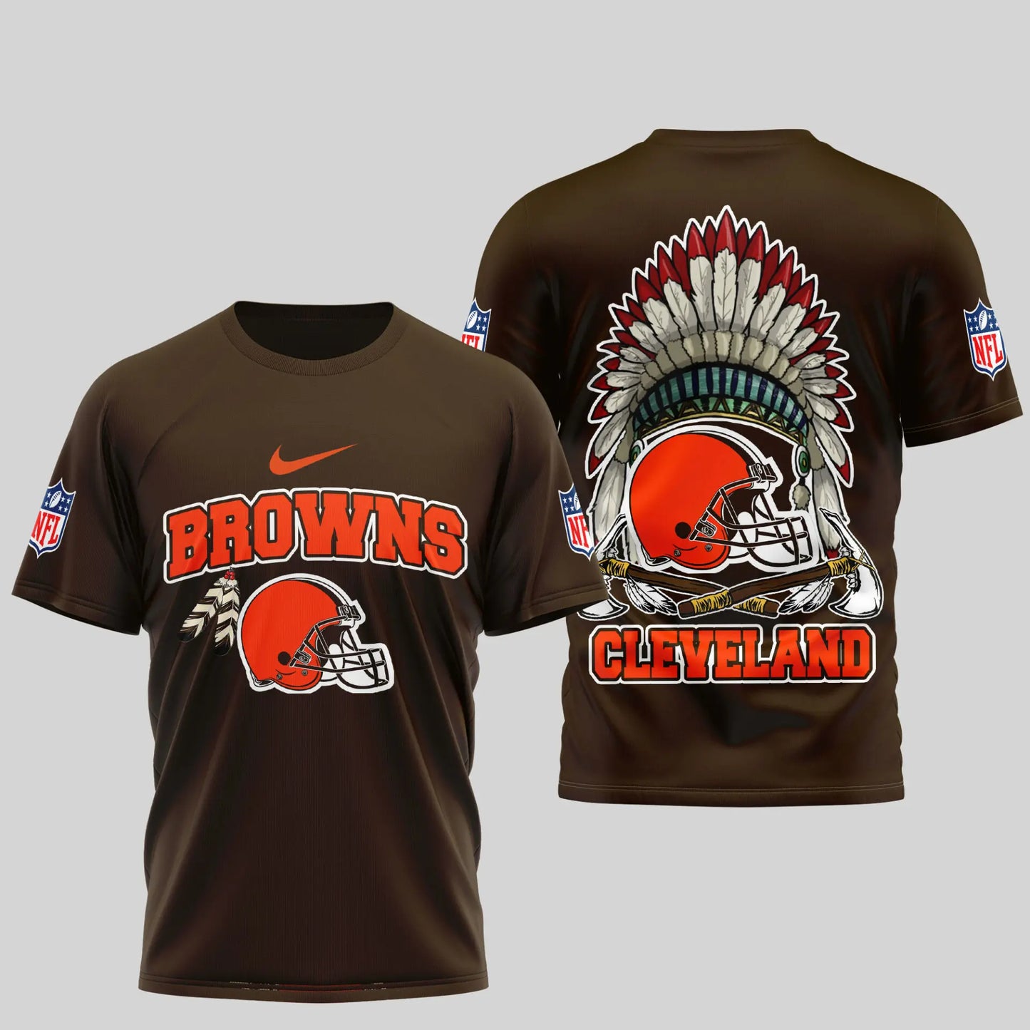 Cleveland Browns | Premium Native American Leather 3D Shirt TD – HuddleStyle.com - Image 2