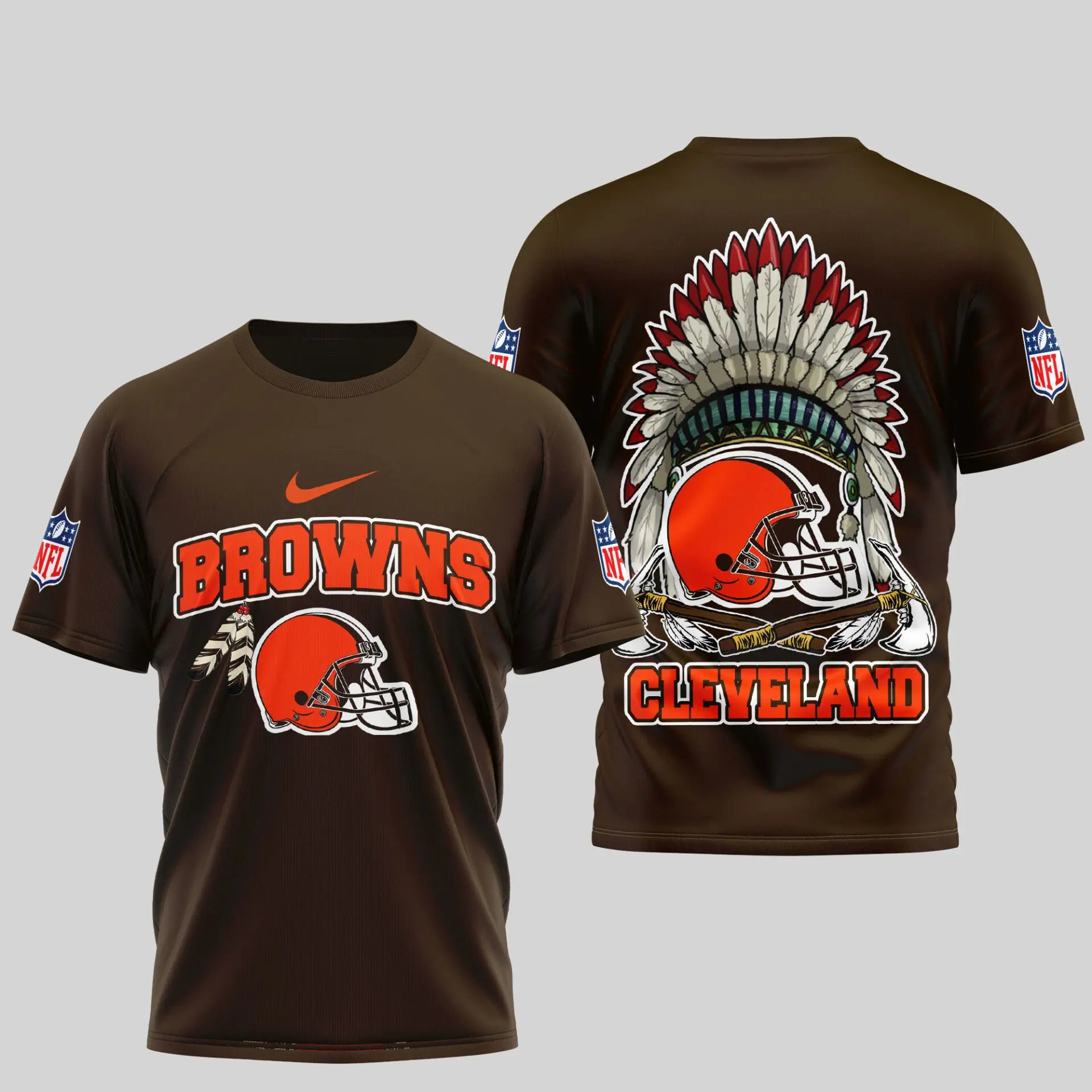 Cleveland Browns | Premium Native American Leather 3D Shirt TD – HuddleStyle.com - Image 2