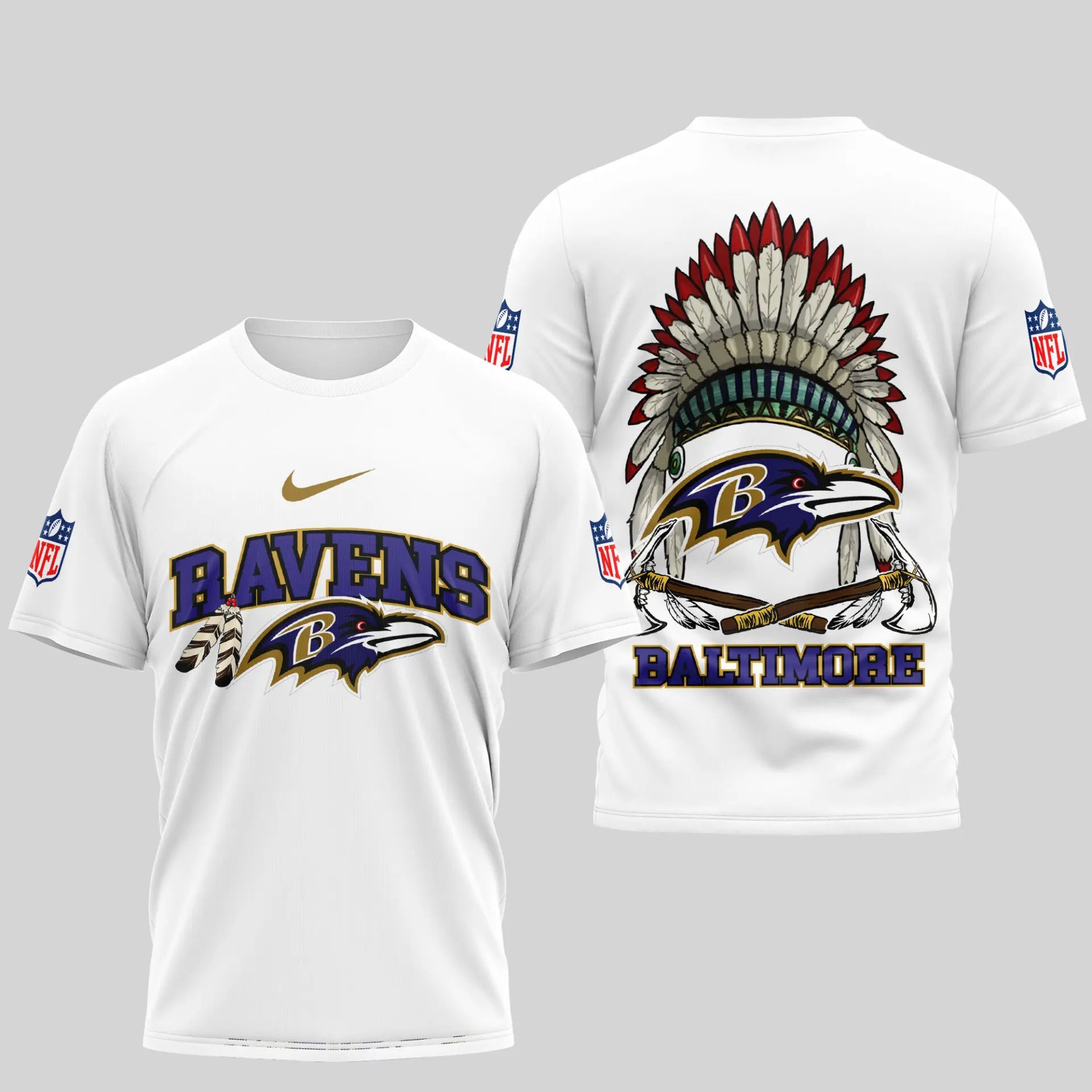 Baltimore Ravens | Premium Native American Leather 3D Shirt TD – HuddleStyle.com - Image 2