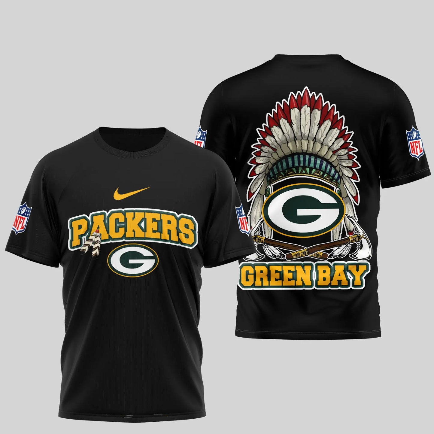 Green Bay Packers | Premium Native American Leather 3D Shirt TD – HuddleStyle.com - Image 3