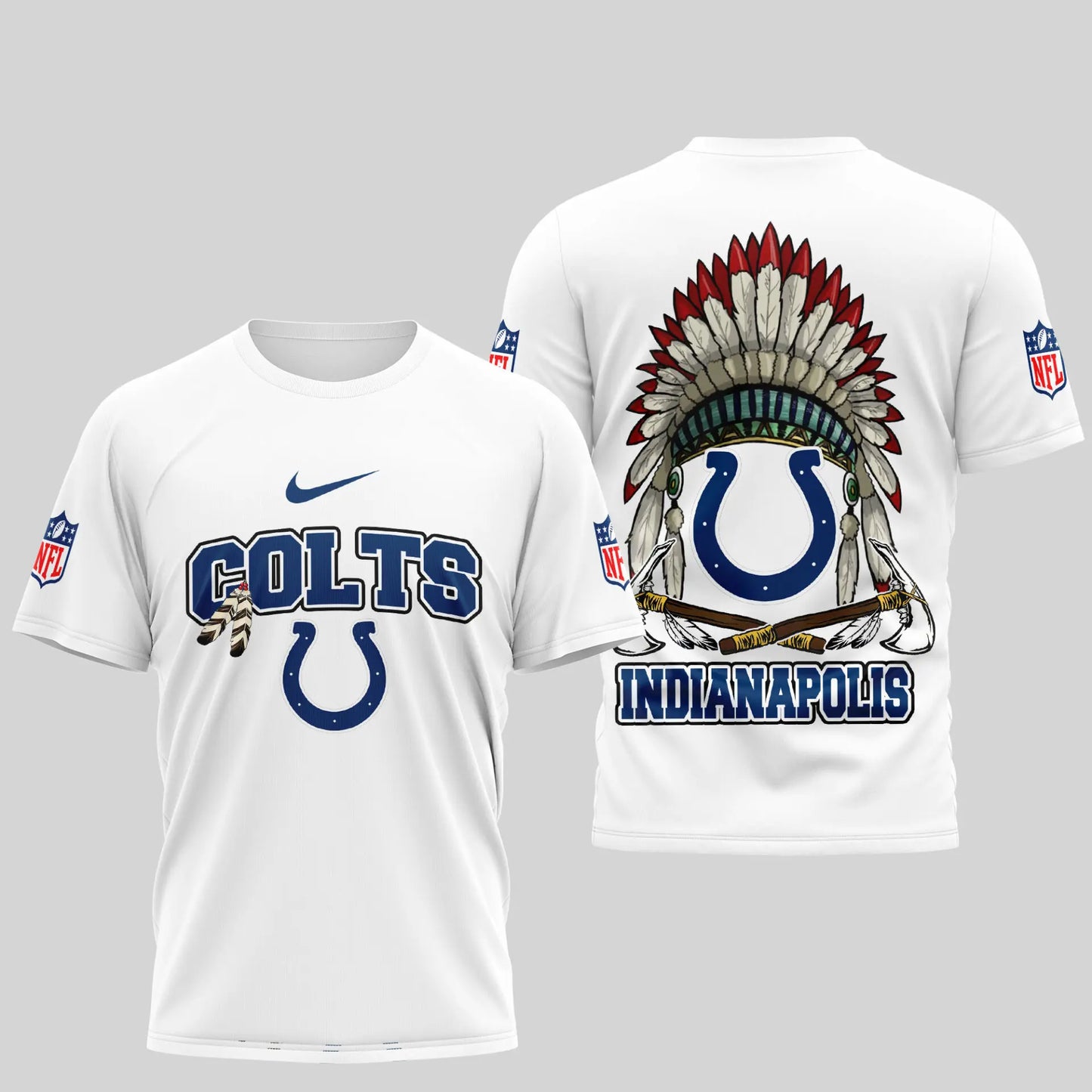 Indianapolis Colts | Premium Native American Leather 3D Shirt TD – HuddleStyle.com - Image 2
