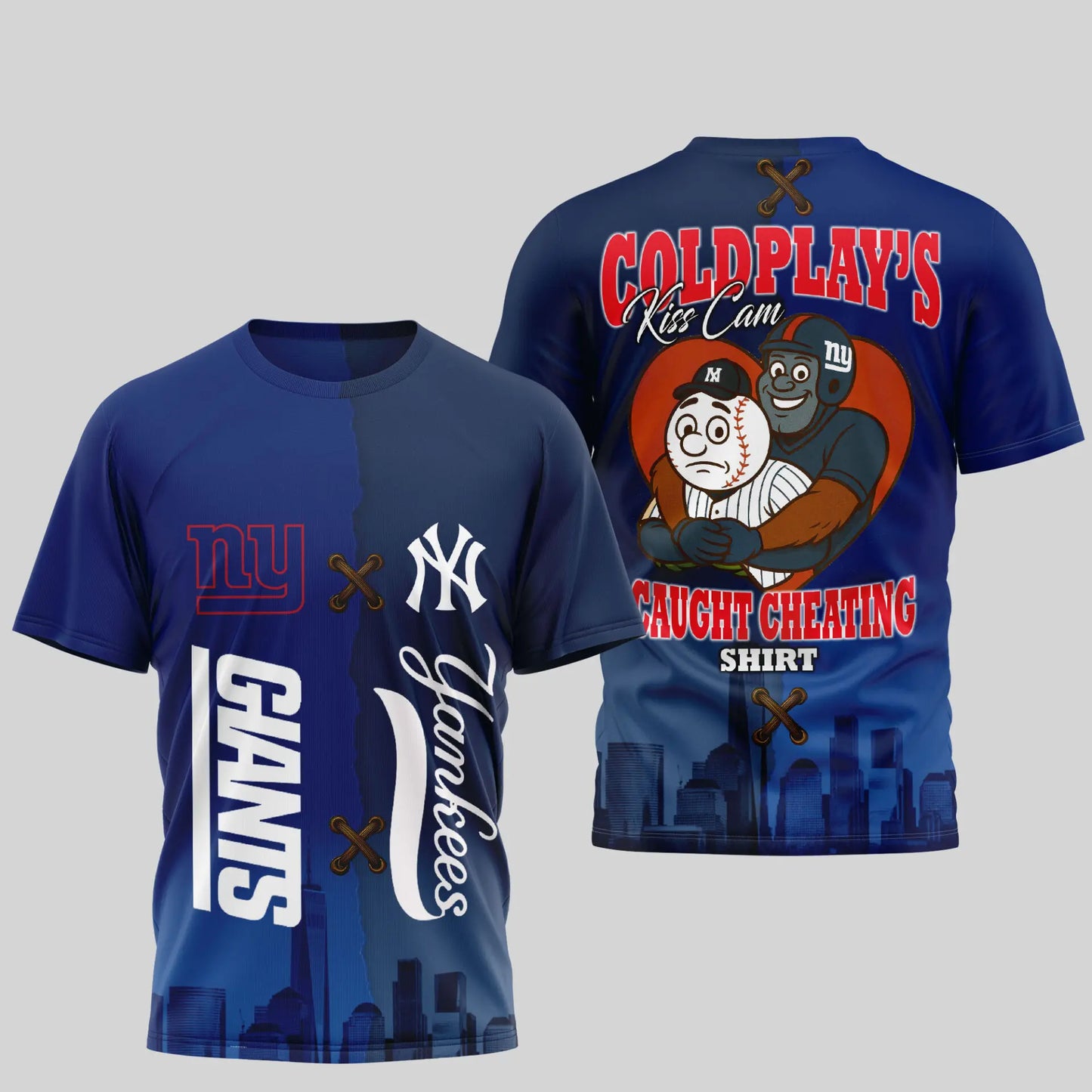 New York Giants – New York Yankees | Kiss Cam Caught Cheating 3D Shirt TD – HuddleStyle.com - Main