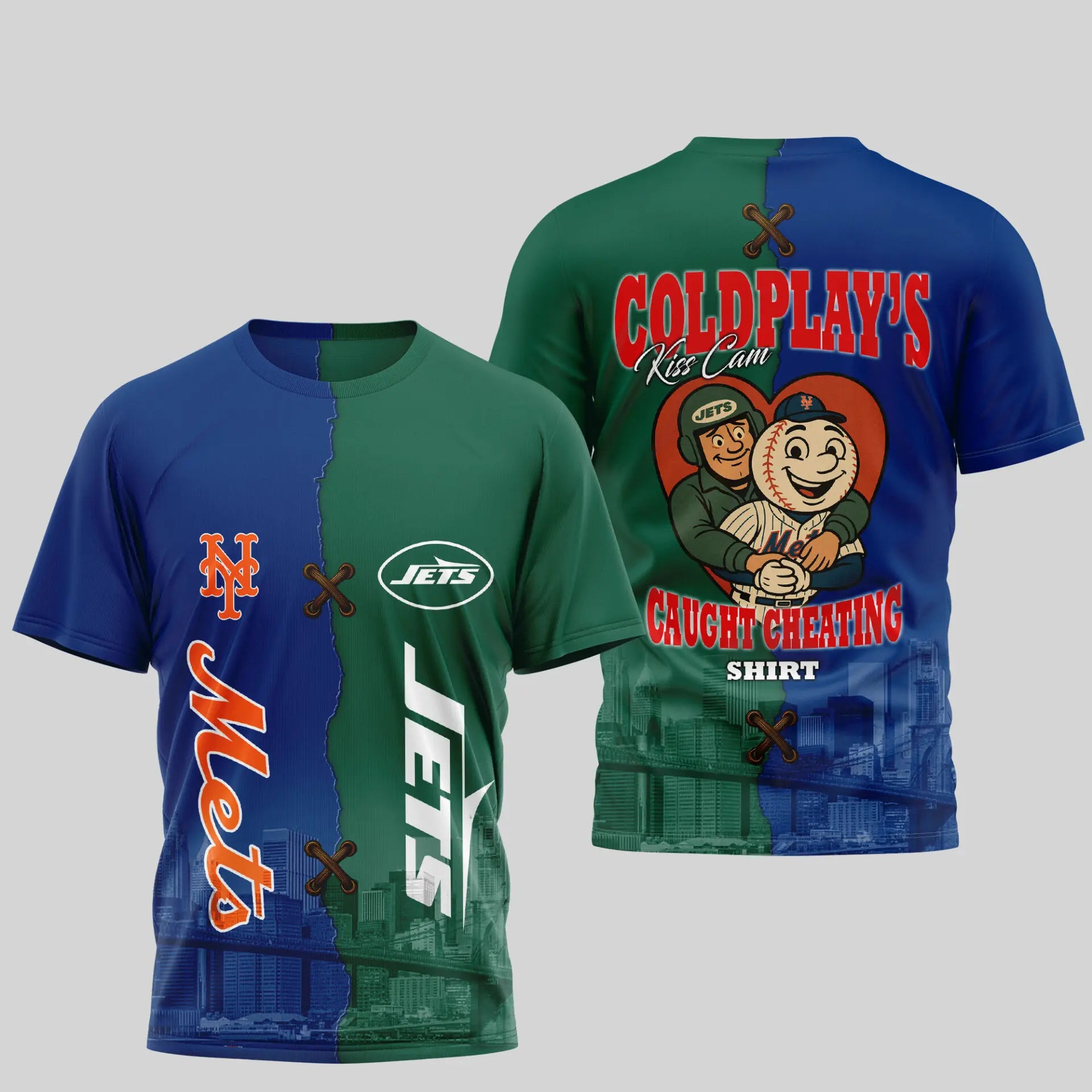 New York Jets – New York Mets | Kiss Cam Caught Cheating 3D Shirt TD – HuddleStyle.com - Image 3