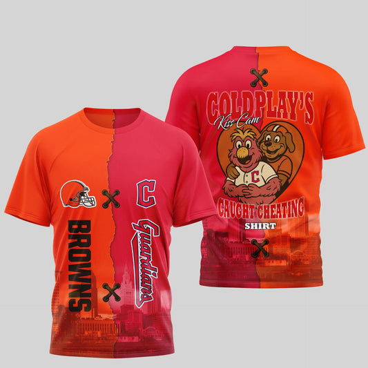 Cleveland Browns – Cleveland Guardians | Kiss Cam Caught Cheating 3D Shirt TD – HuddleStyle.com - Main