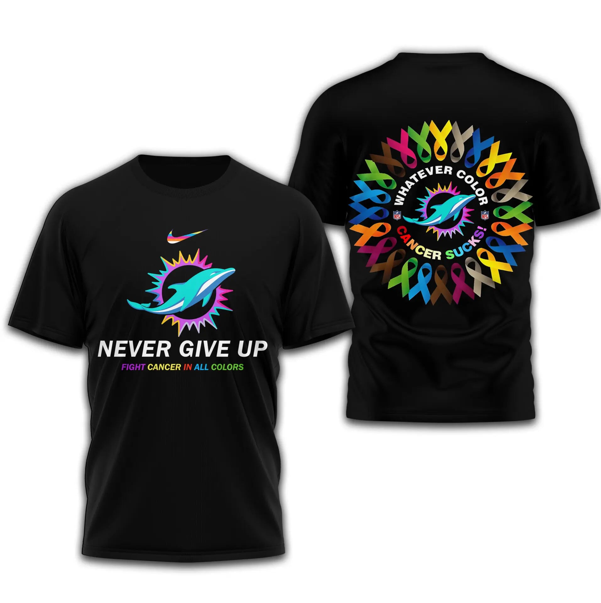 Miami Dolphins | Premium Fight Cancer In All Colors 3D Shirt TD – HuddleStyle.com - Image 4