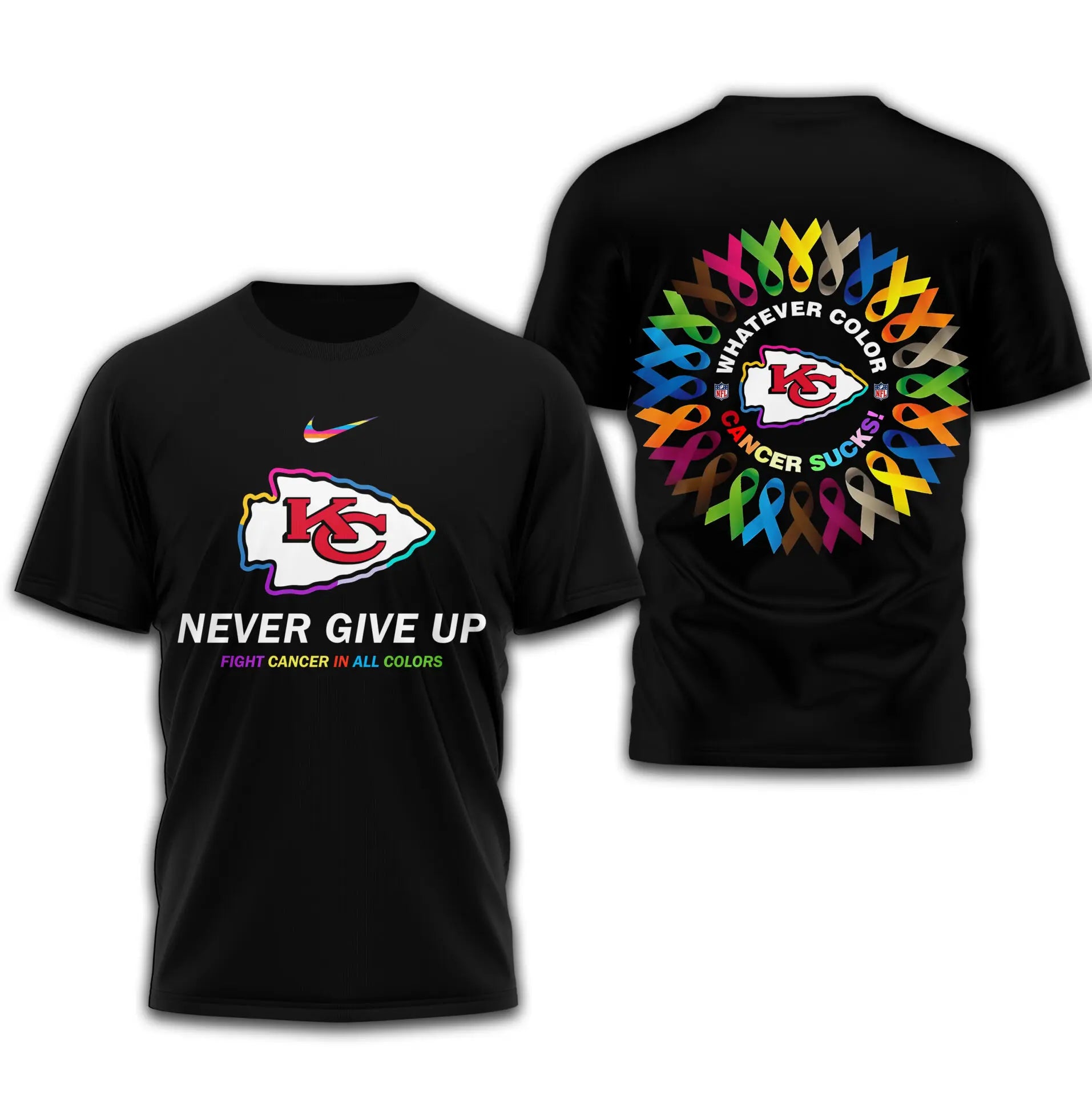 Kansas City Chiefs | Premium Fight Cancer In All Colors 3D Shirt TD – HuddleStyle.com - Image 3