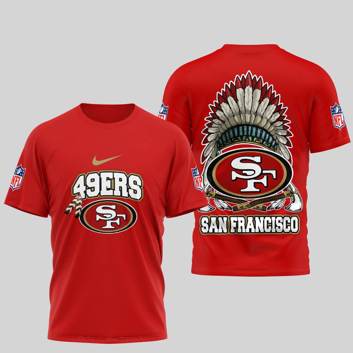 San Francisco 49ers | Premium Native American Leather 3D Shirt TD – HuddleStyle.com - Image 2