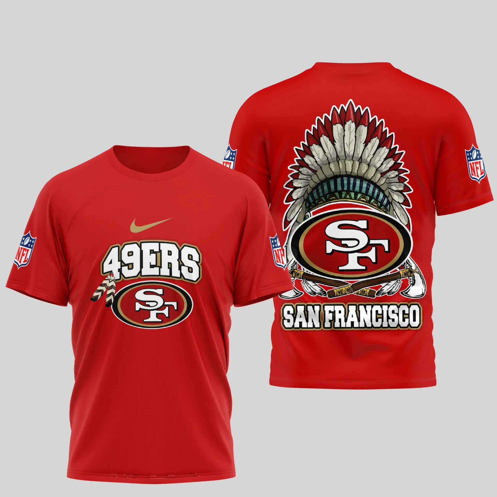 San Francisco 49ers | Premium Native American Leather 3D Shirt TD – HuddleStyle.com - Image 2