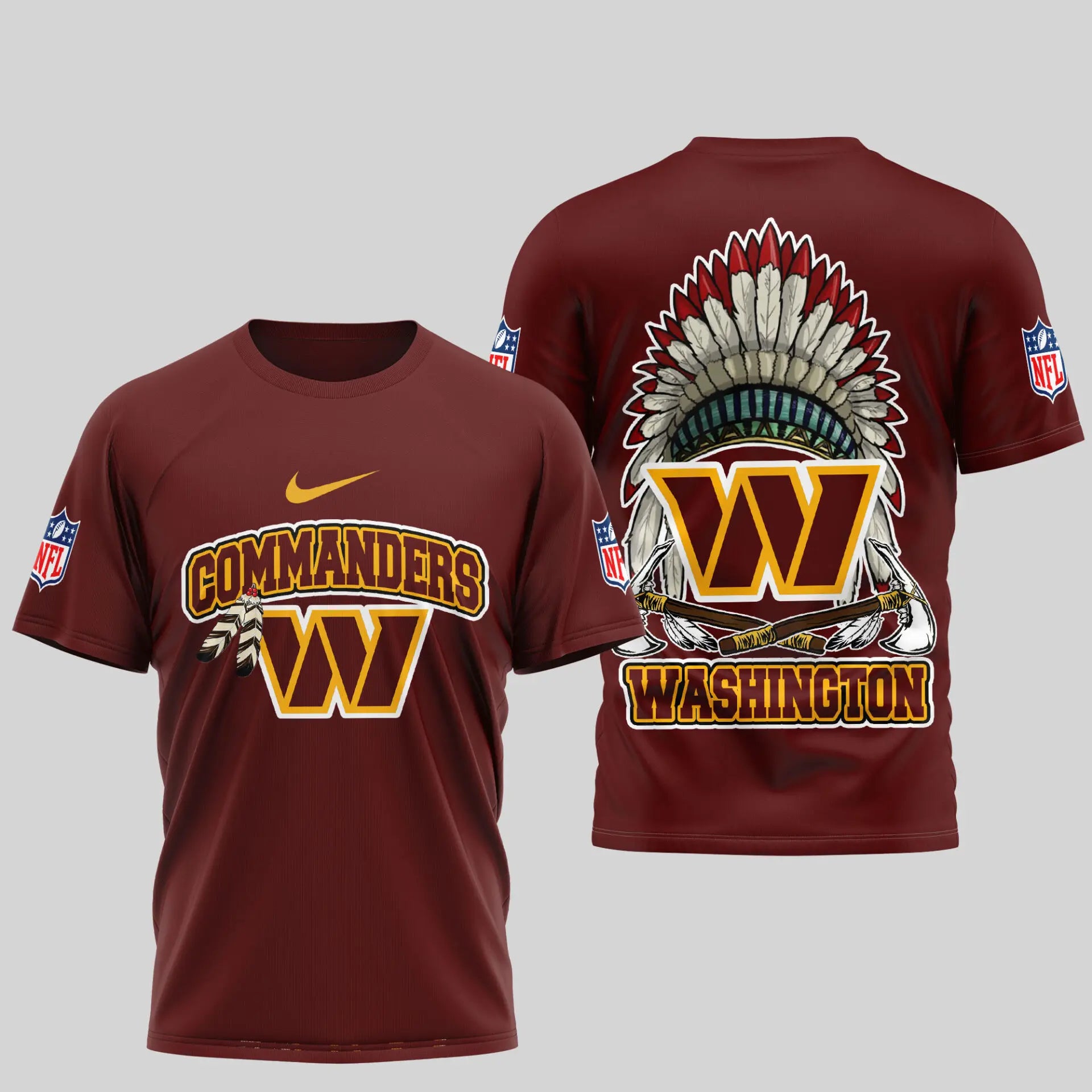 Washington Commanders | Premium Native American Leather 3D Shirt TD – HuddleStyle.com - Image 2