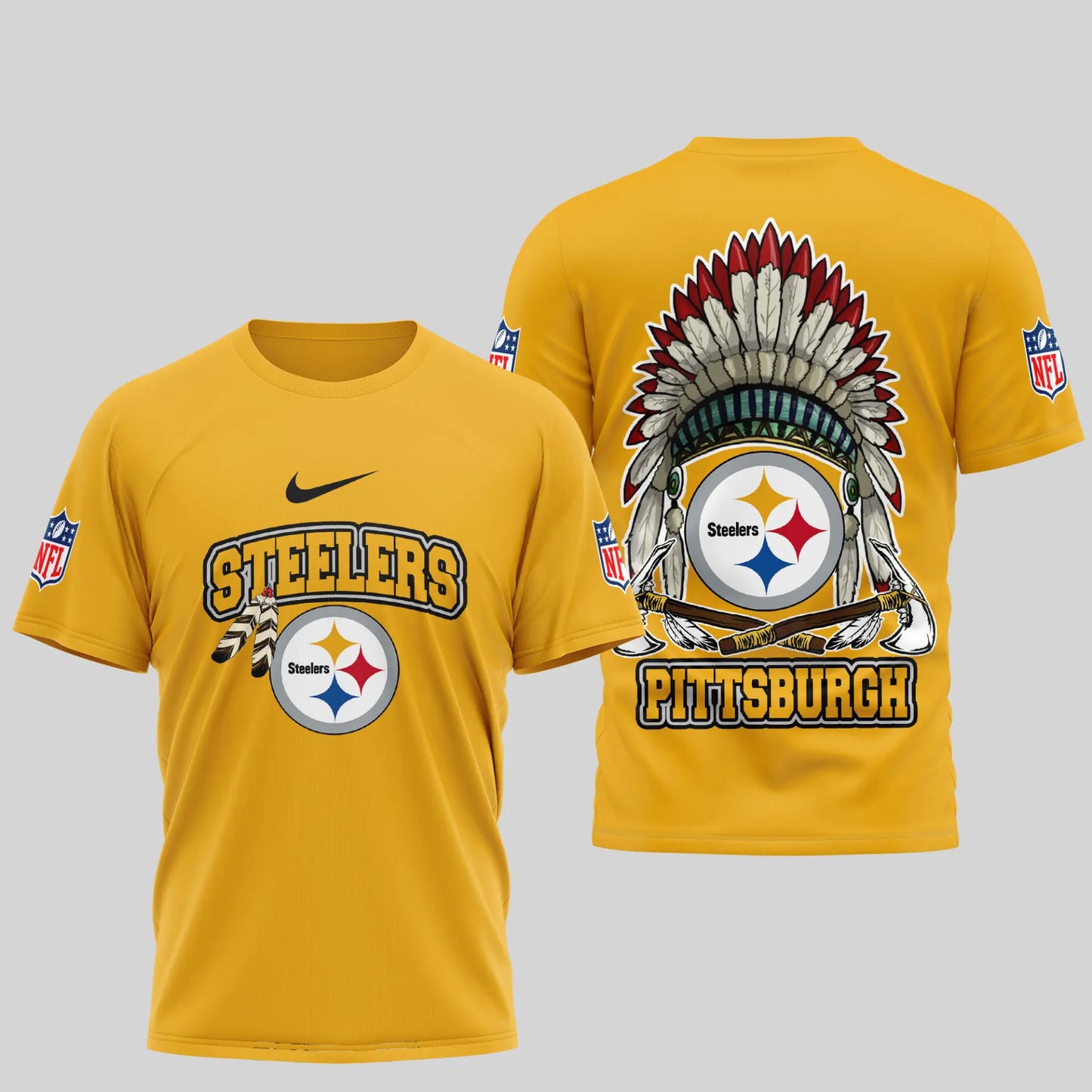 Pittsburgh Steelers | Premium Native American Leather 3D Shirt TD – HuddleStyle.com - Image 3