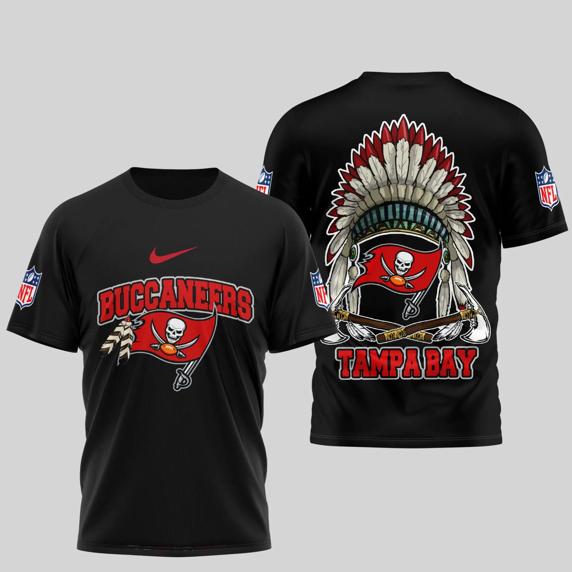 Tampa Bay Buccaneers | Premium Native American Leather 3D Shirt TD – HuddleStyle.com - Main