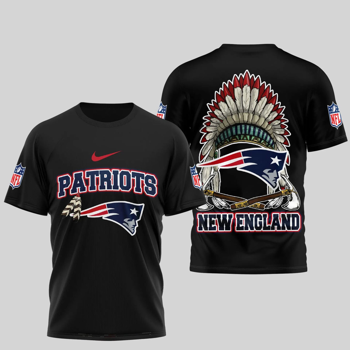 New England Patriots | Premium Native American Leather 3D Shirt TD – HuddleStyle.com - Image 3