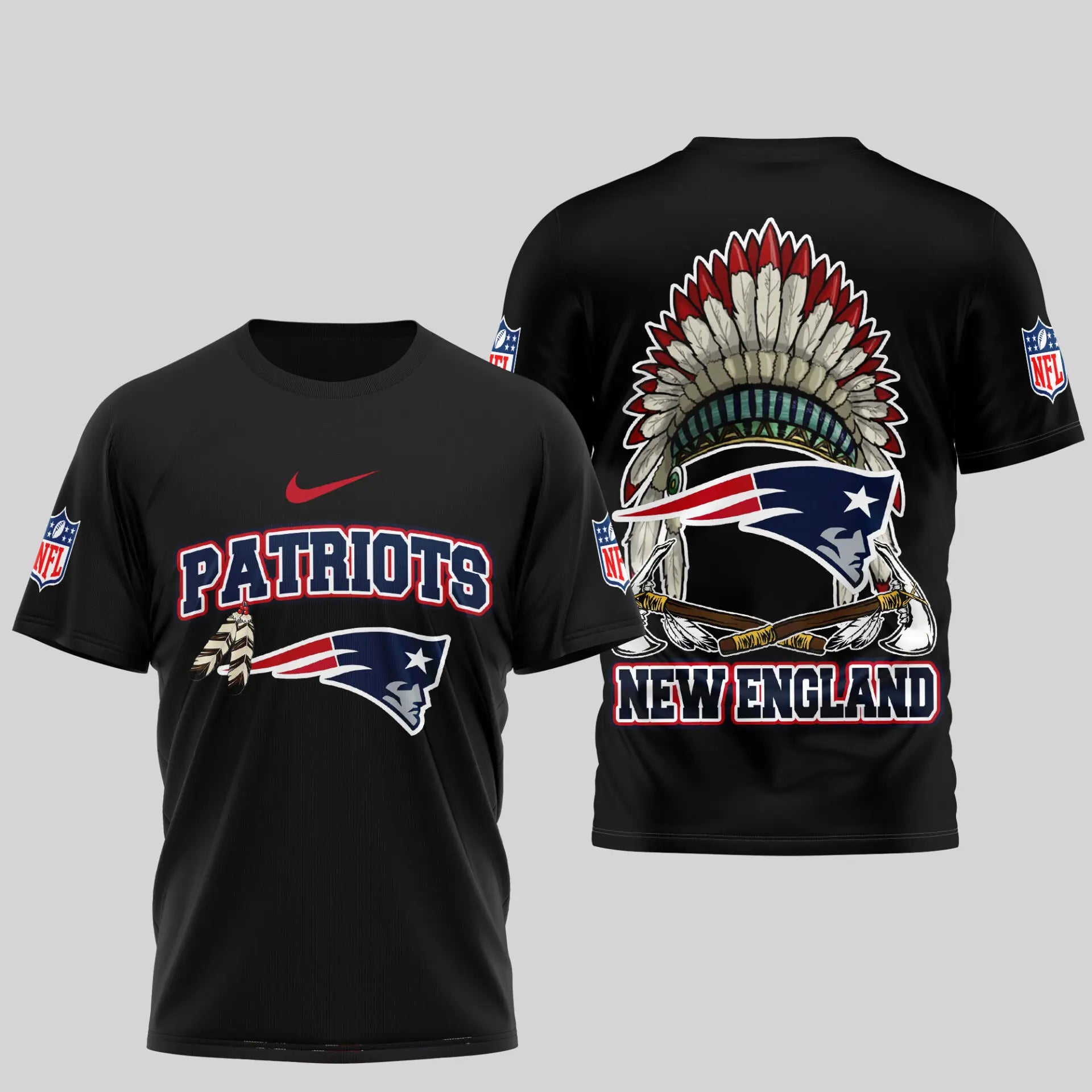 New England Patriots | Premium Native American Leather 3D Shirt TD – HuddleStyle.com - Image 3
