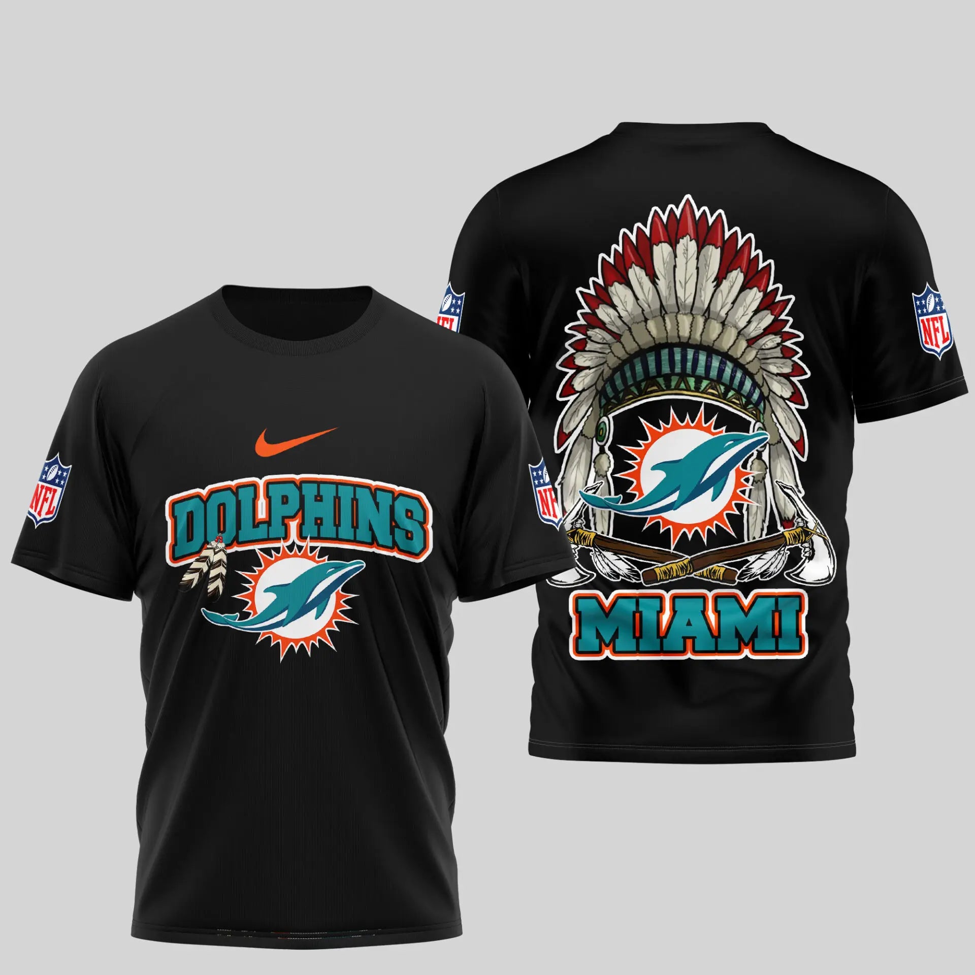 Miami Dolphins | Premium Native American Leather 3D Shirt TD – HuddleStyle.com - Image 3