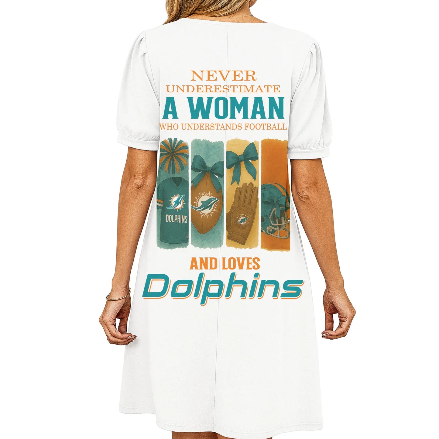 Miami Dolphins | Premium NFL V-neck Dress HI – HuddleStyle.com - Image 2