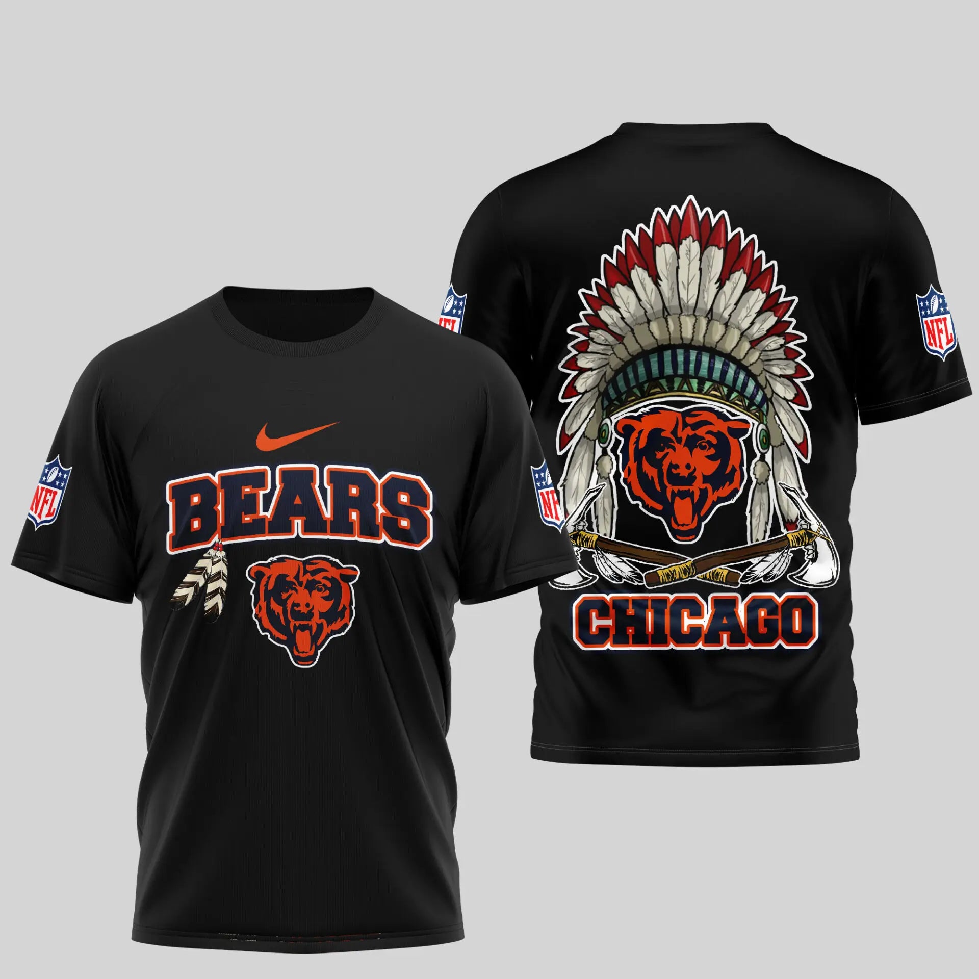 Chicago Bears | Premium Native American Leather 3D Shirt TD – HuddleStyle.com - Image 3
