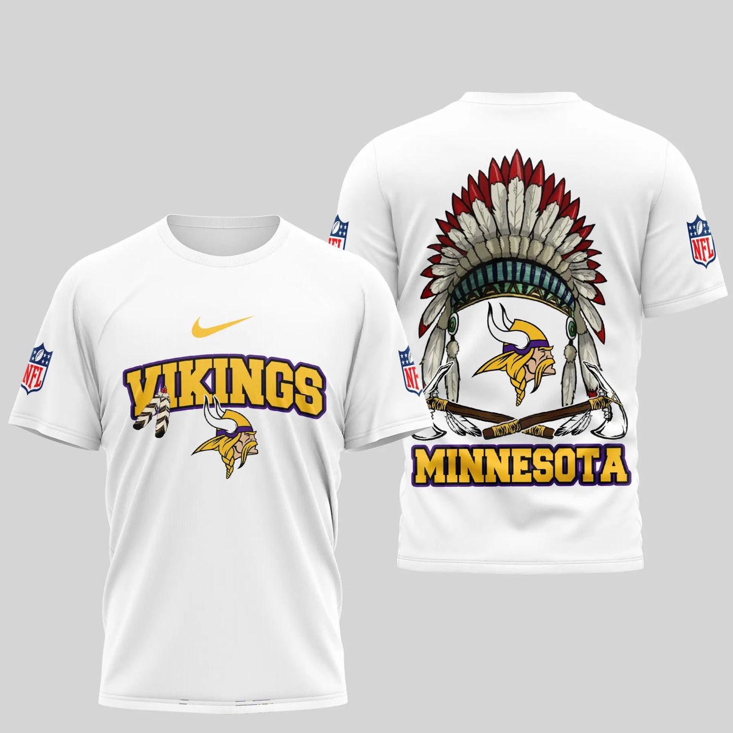 Minnesota Vikings | Premium Native American Leather 3D Shirt TD – HuddleStyle.com - Image 2