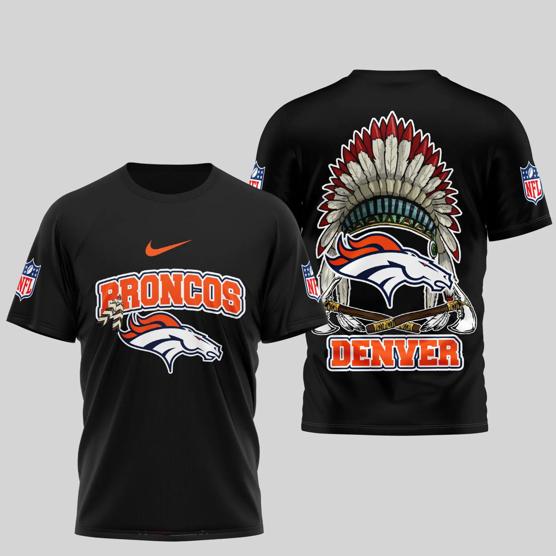 Denver Broncos | Premium Native American Leather 3D Shirt TD – HuddleStyle.com - Image 2