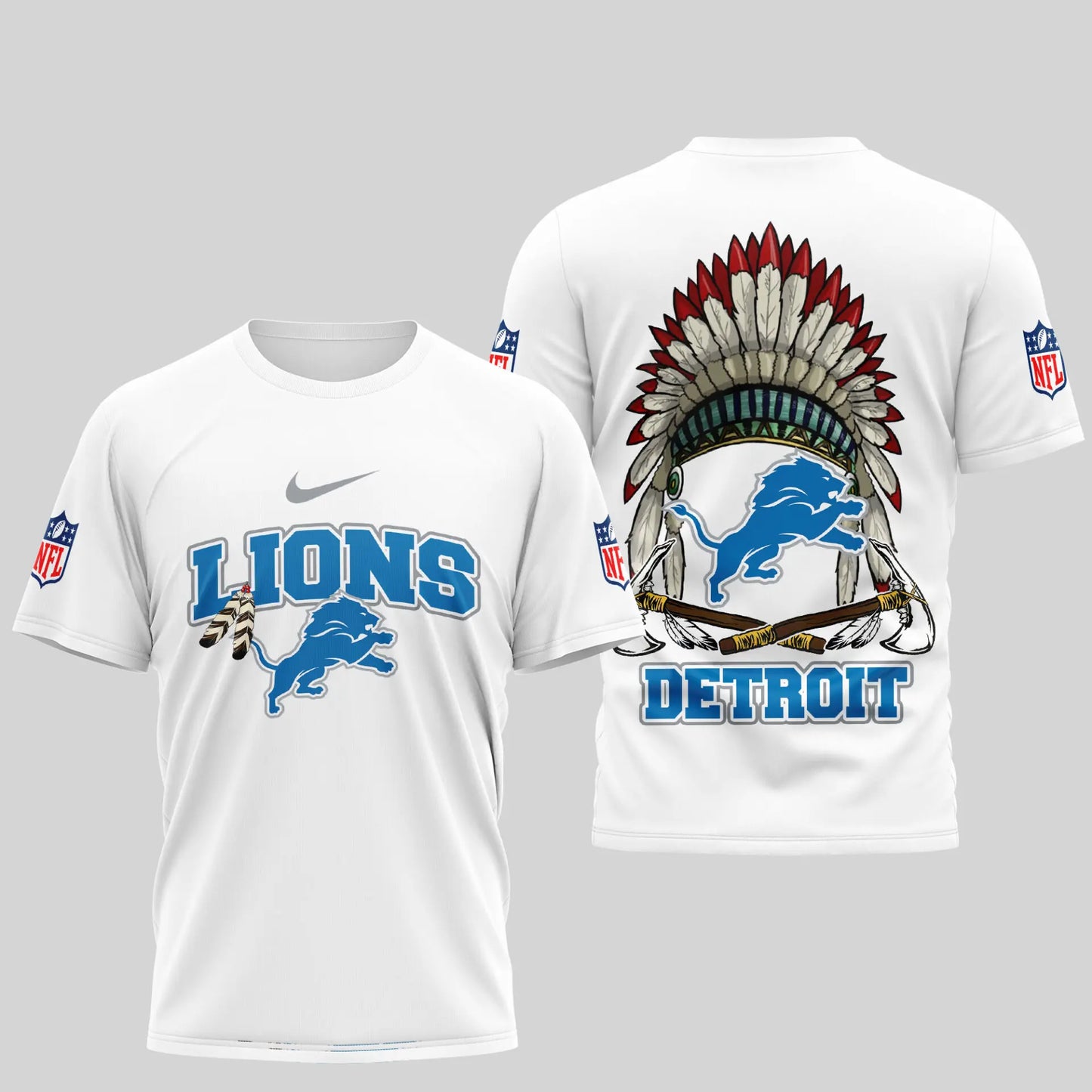 Detroit Lions | Premium Native American Leather 3D Shirt TD – HuddleStyle.com - Main
