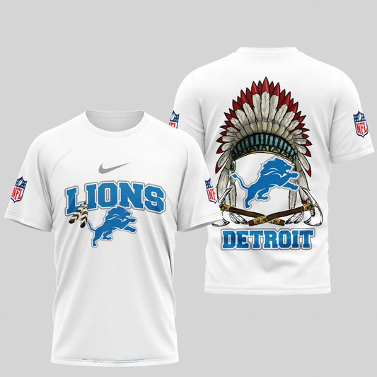 Detroit Lions | Premium Native American Leather 3D Shirt TD – HuddleStyle.com - Main