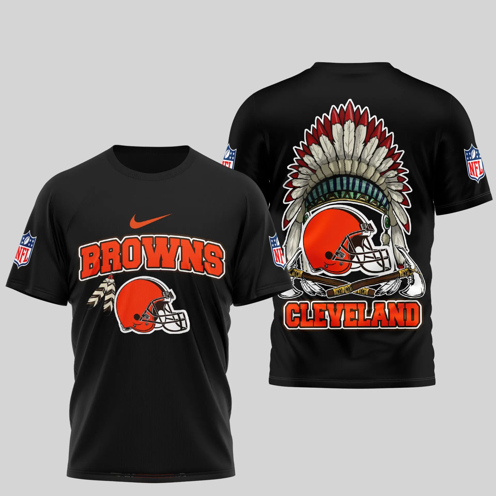 Cleveland Browns | Premium Native American Leather 3D Shirt TD – HuddleStyle.com - Image 3