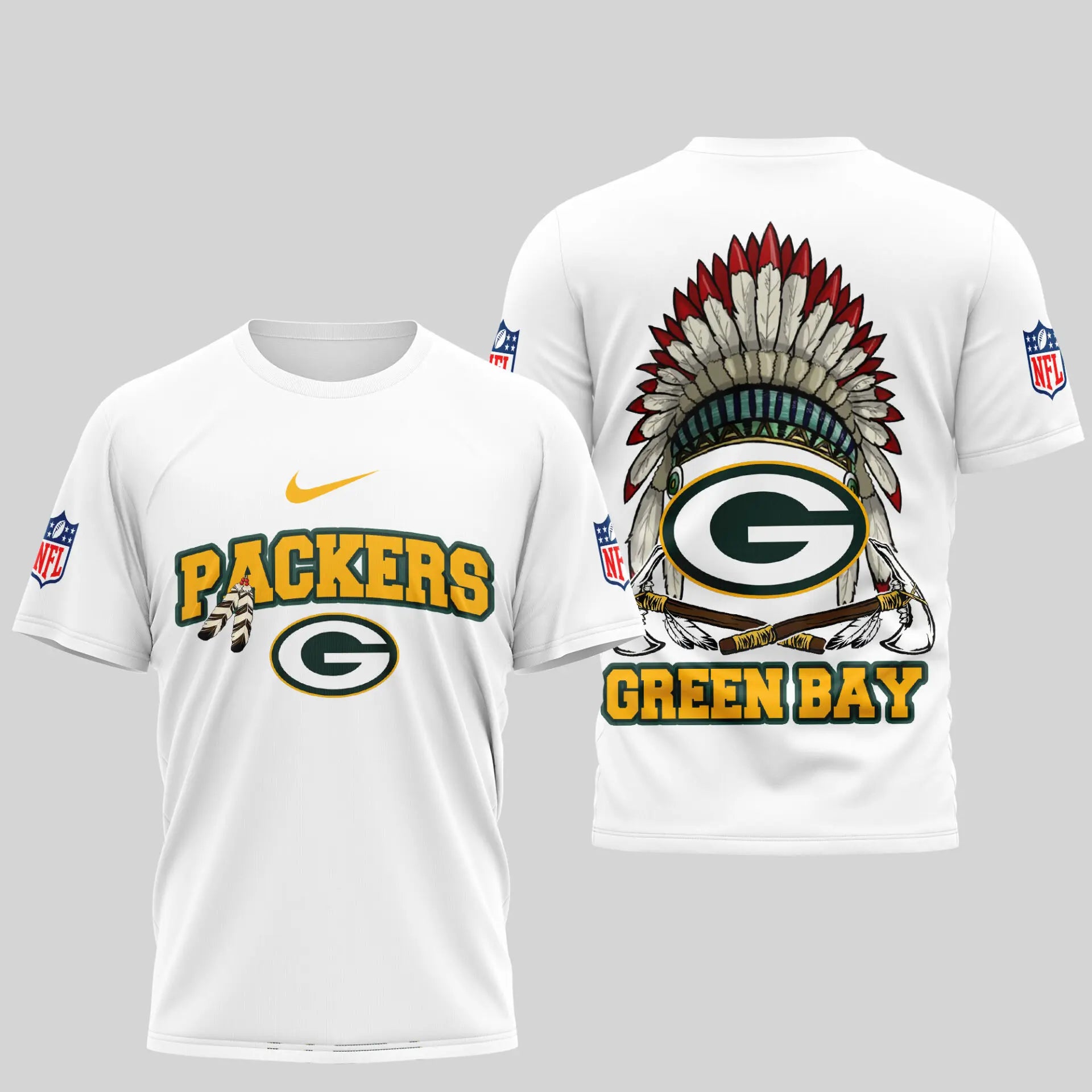 Green Bay Packers | Premium Native American Leather 3D Shirt TD – HuddleStyle.com - Image 2