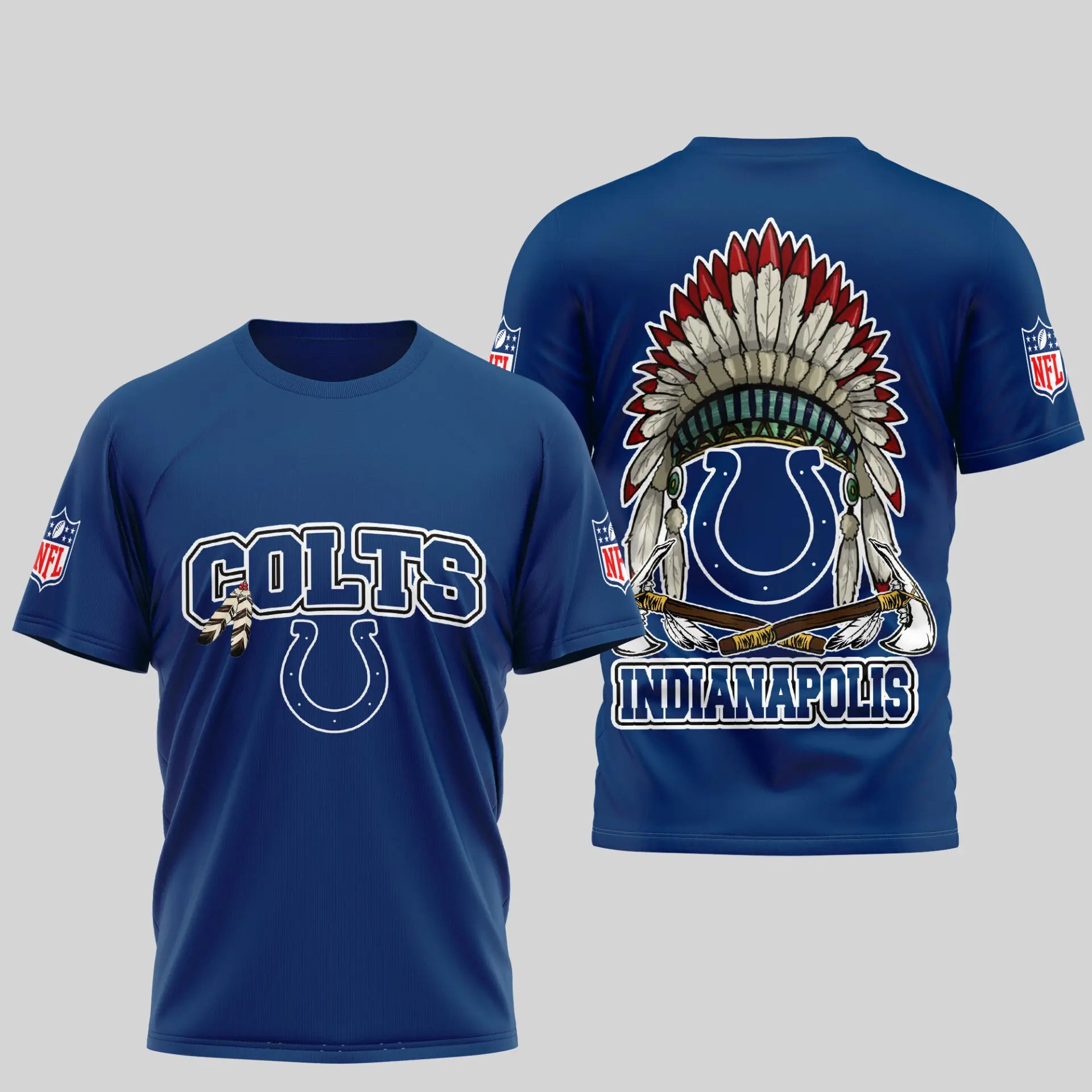 Indianapolis Colts | Premium Native American Leather 3D Shirt TD – HuddleStyle.com - Image 3