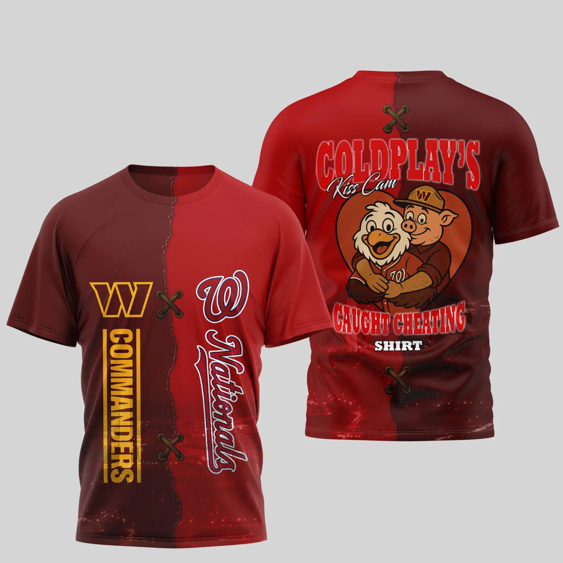 Washington Commanders – Washington Nationals | Kiss Cam Caught Cheating 3D Shirt TD – HuddleStyle.com - Image 4
