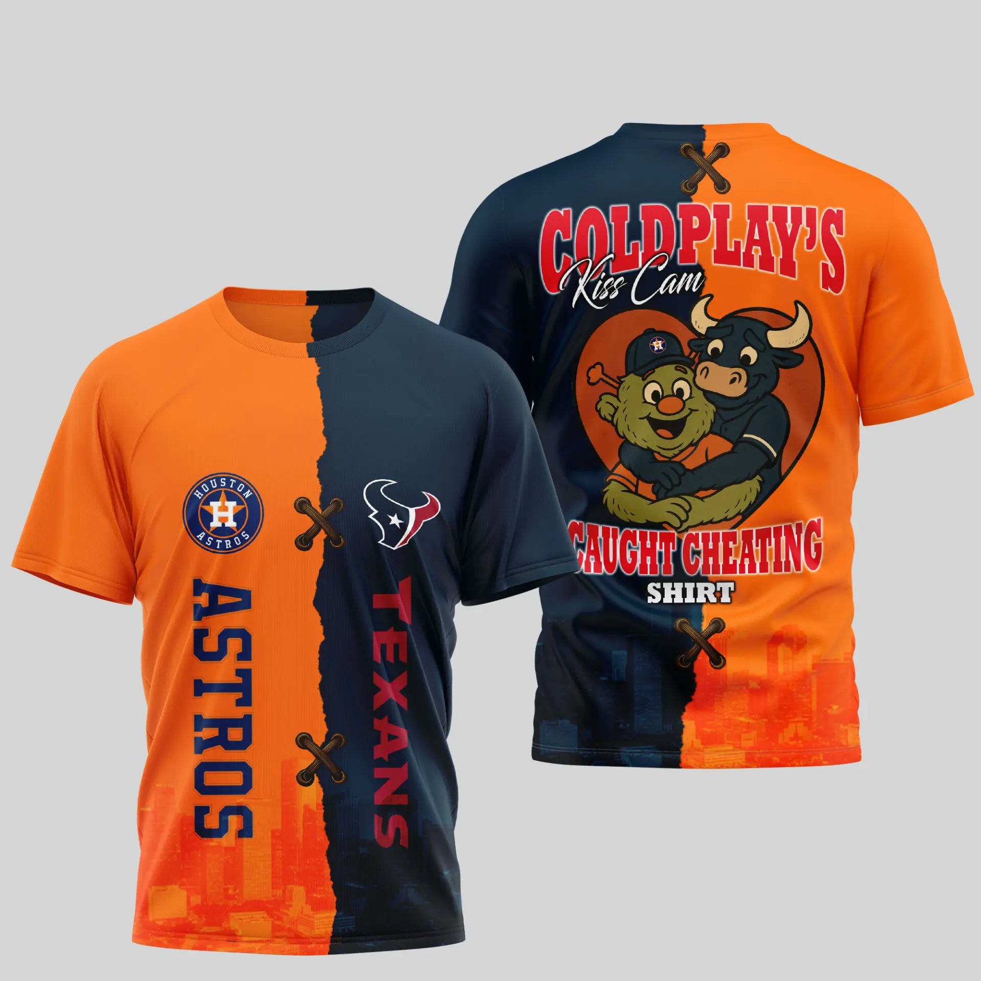 Houston Texans – Houston Astros | Kiss Cam Caught Cheating 3D Shirt TD – HuddleStyle.com - Image 3