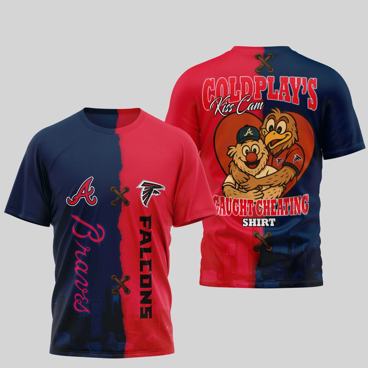 Atlanta Falcons – Atlanta Braves | Kiss Cam Caught Cheating 3D Shirt TD – HuddleStyle.com - Image 3