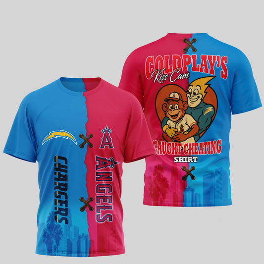 Los Angeles Chargers – Los Angeles Angels | Kiss Cam Caught Cheating 3D Shirt TD – HuddleStyle.com - Main
