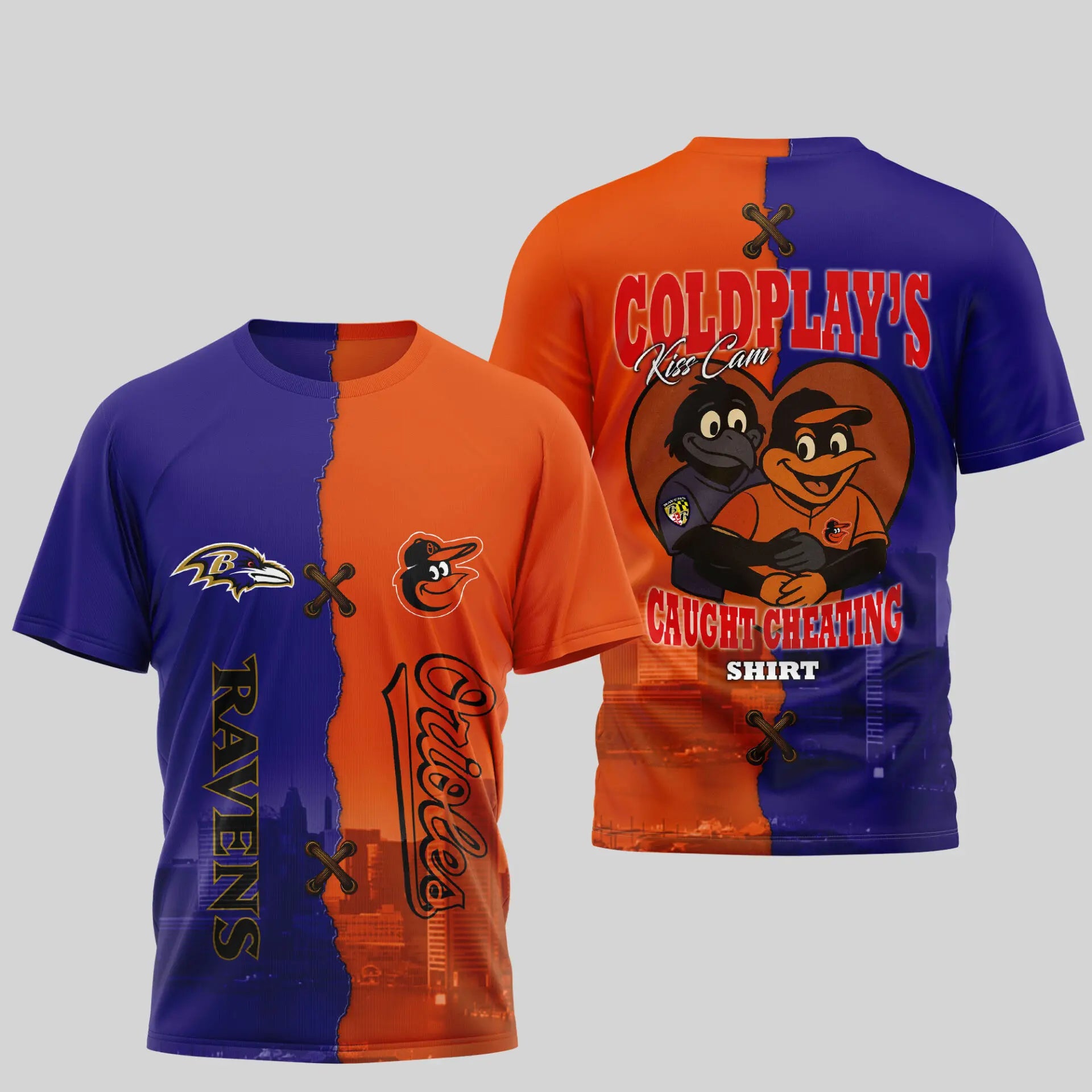 Baltimore Ravens – Baltimore Orioles | Kiss Cam Caught Cheating 3D Shirt TD – HuddleStyle.com - Image 4