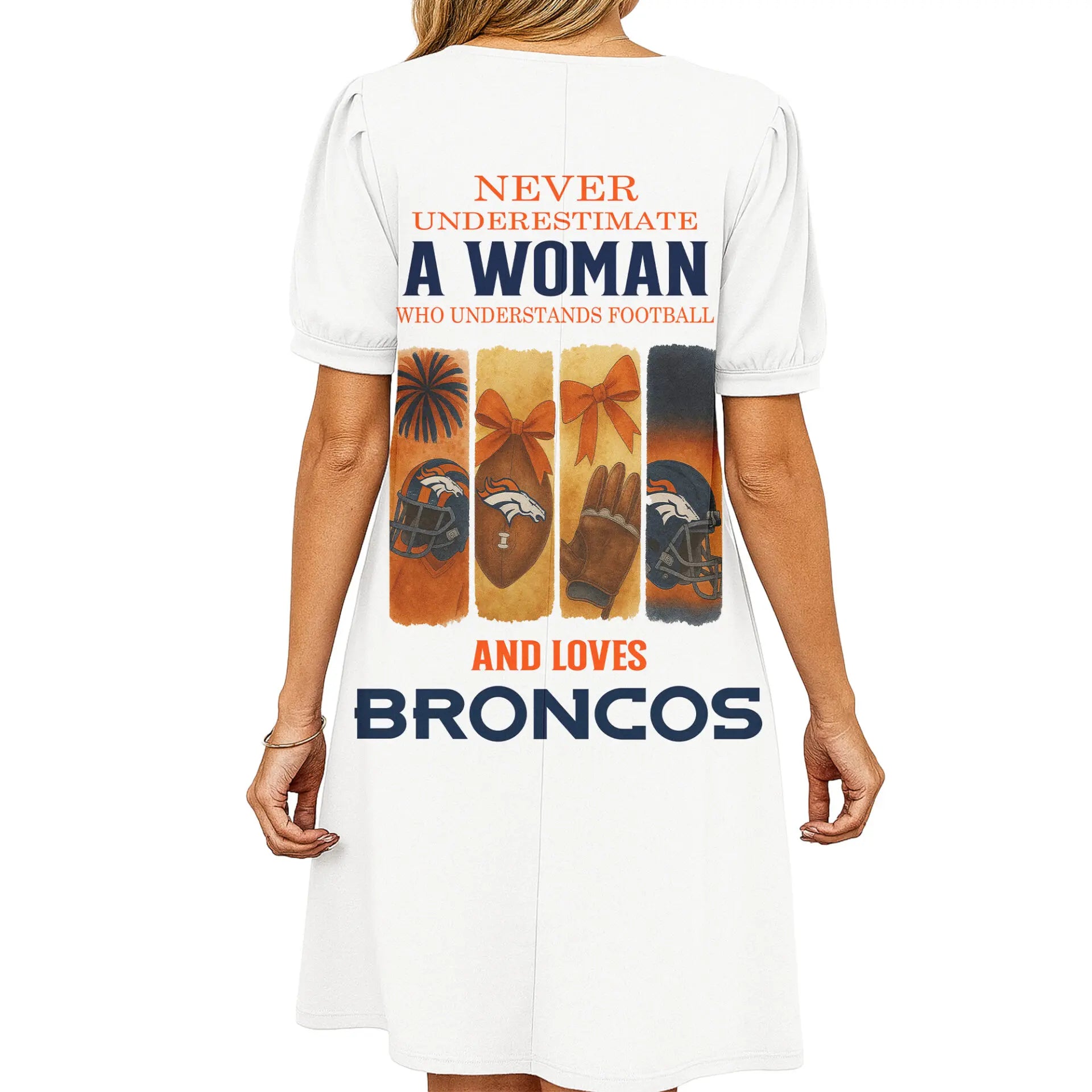 Denver Broncos | Premium NFL V-neck Dress HI – HuddleStyle.com - Image 2
