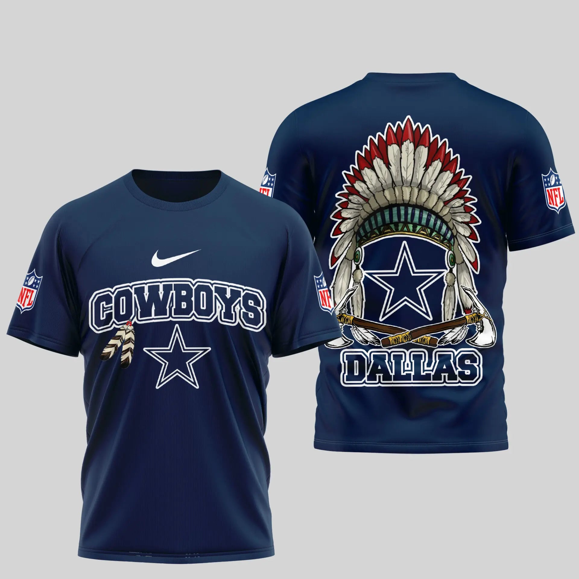 Dallas Cowboys | Premium Native American Leather 3D Shirt TD – HuddleStyle.com - Image 3