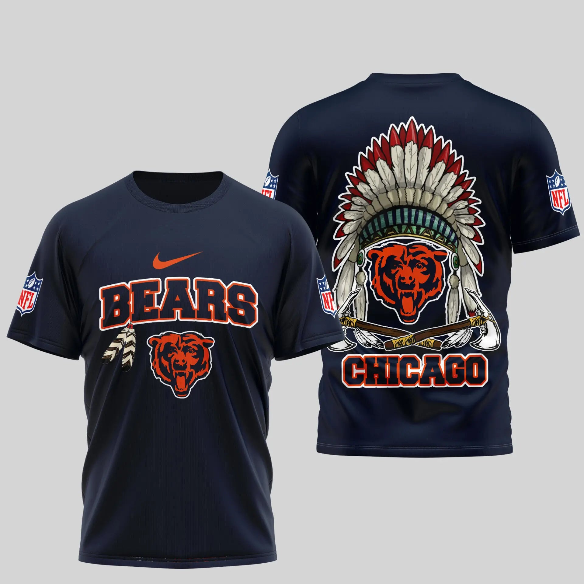 Chicago Bears | Premium Native American Leather 3D Shirt TD – HuddleStyle.com - Main