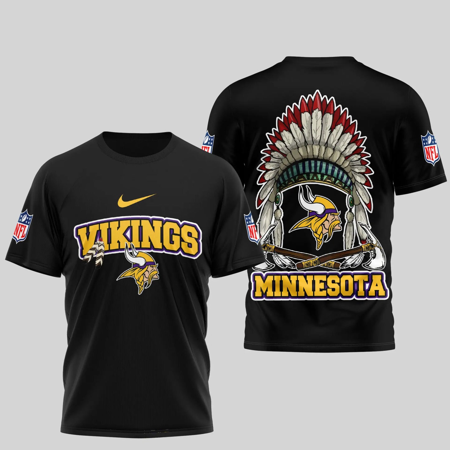 Minnesota Vikings | Premium Native American Leather 3D Shirt TD – HuddleStyle.com - Image 3