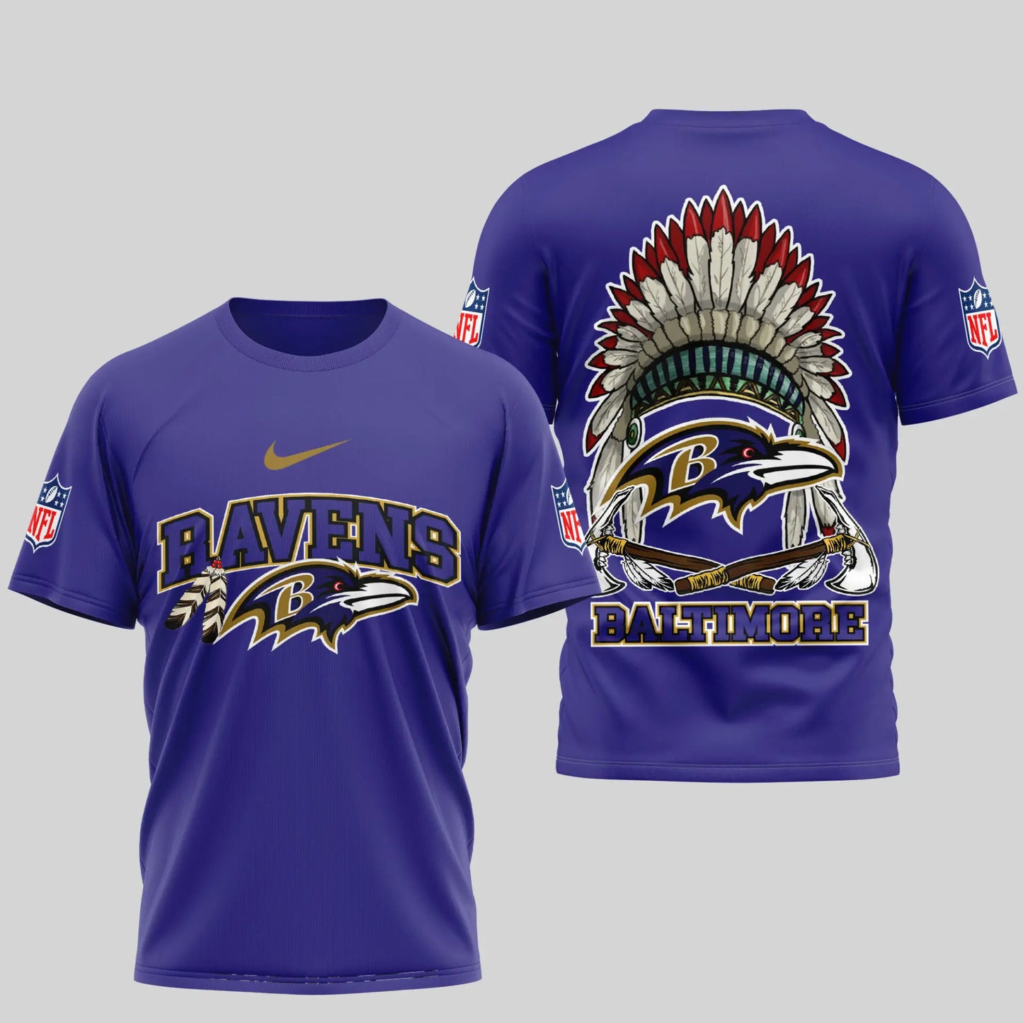 Baltimore Ravens | Premium Native American Leather 3D Shirt TD – HuddleStyle.com - Image 3