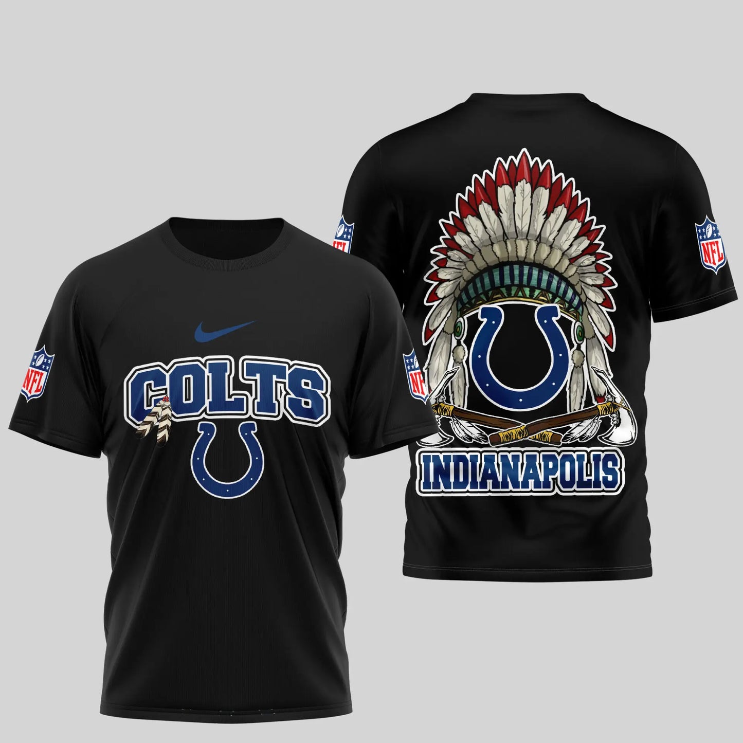 Indianapolis Colts | Premium Native American Leather 3D Shirt TD – HuddleStyle.com - Main