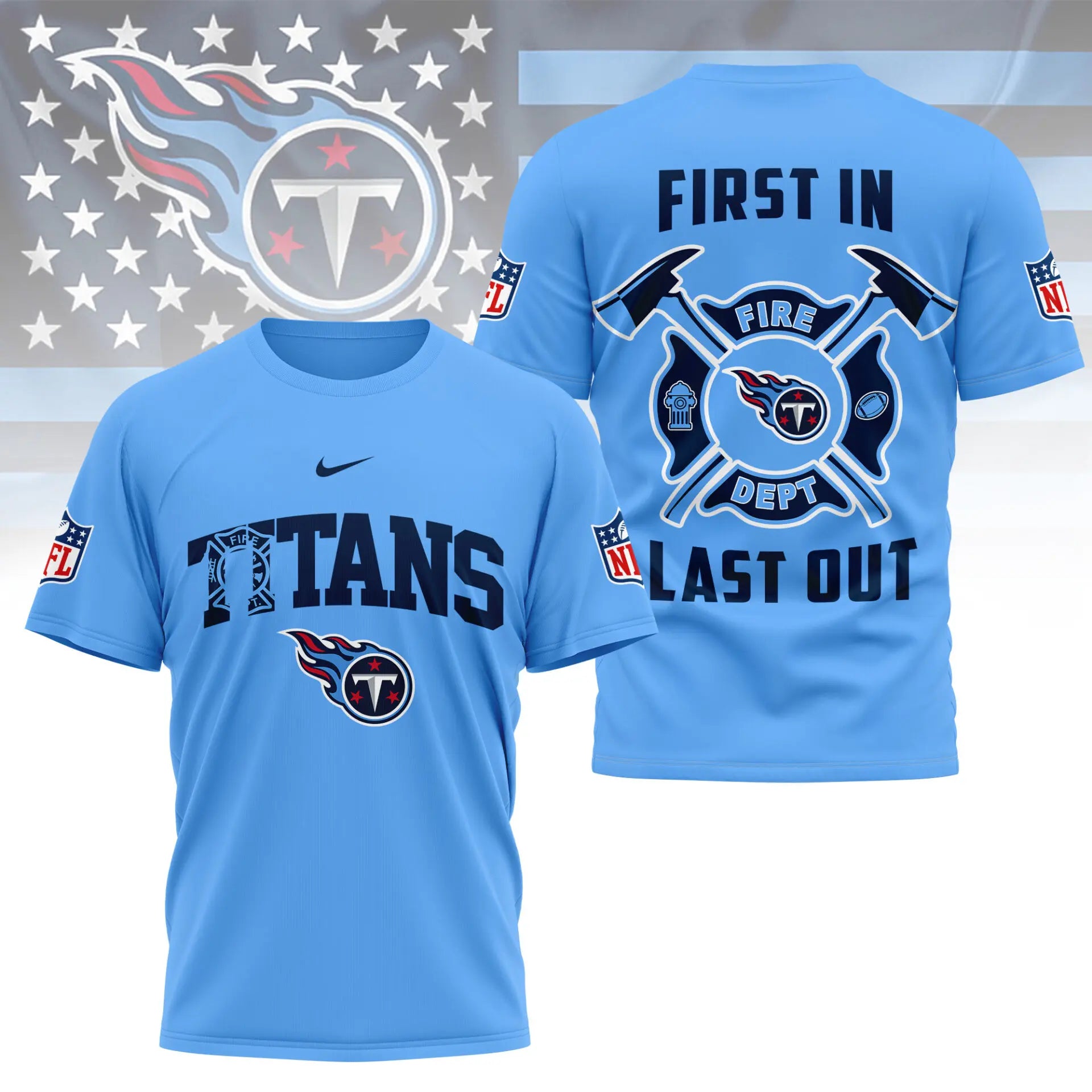 Tennessee Titans | Premium NFL Fire Dept 3D Shirt TD – HuddleStyle.com - Main