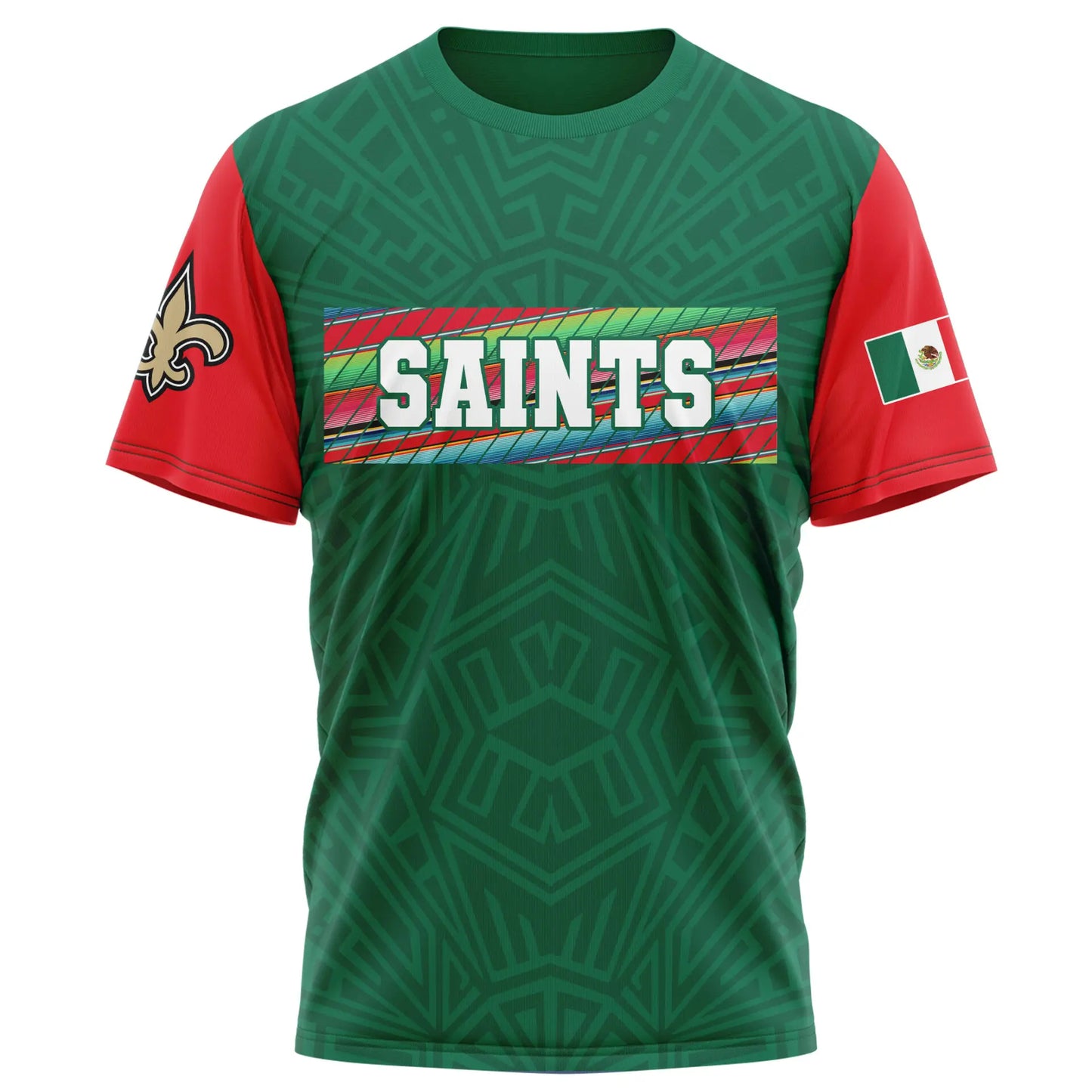New Orleans Saints| Premium NFL Mexican Heritage Celebration 3D Shirt HI – HuddleStyle.com - Image 3