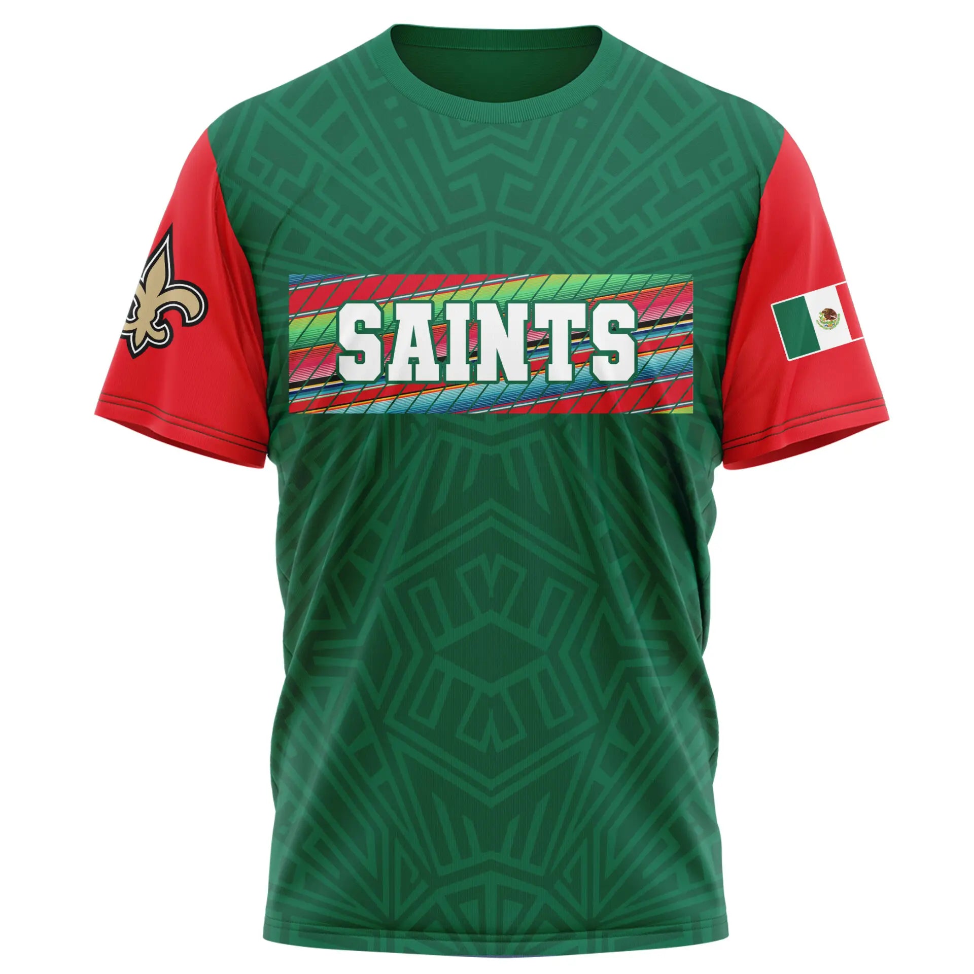 New Orleans Saints| Premium NFL Mexican Heritage Celebration 3D Shirt HI – HuddleStyle.com - Image 3
