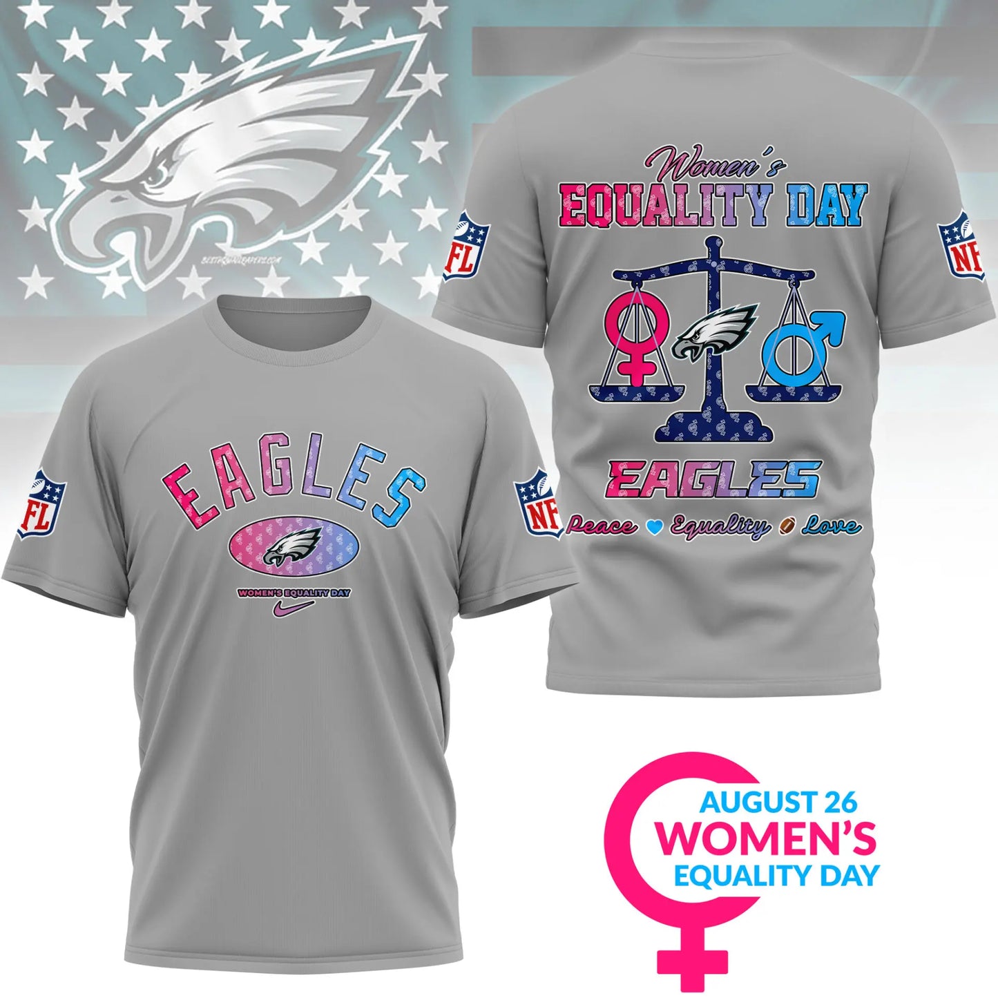 Philadelphia Eagles | Premium Women’s Equality Day 3D Shirt NY – HuddleStyle.com - Image 5
