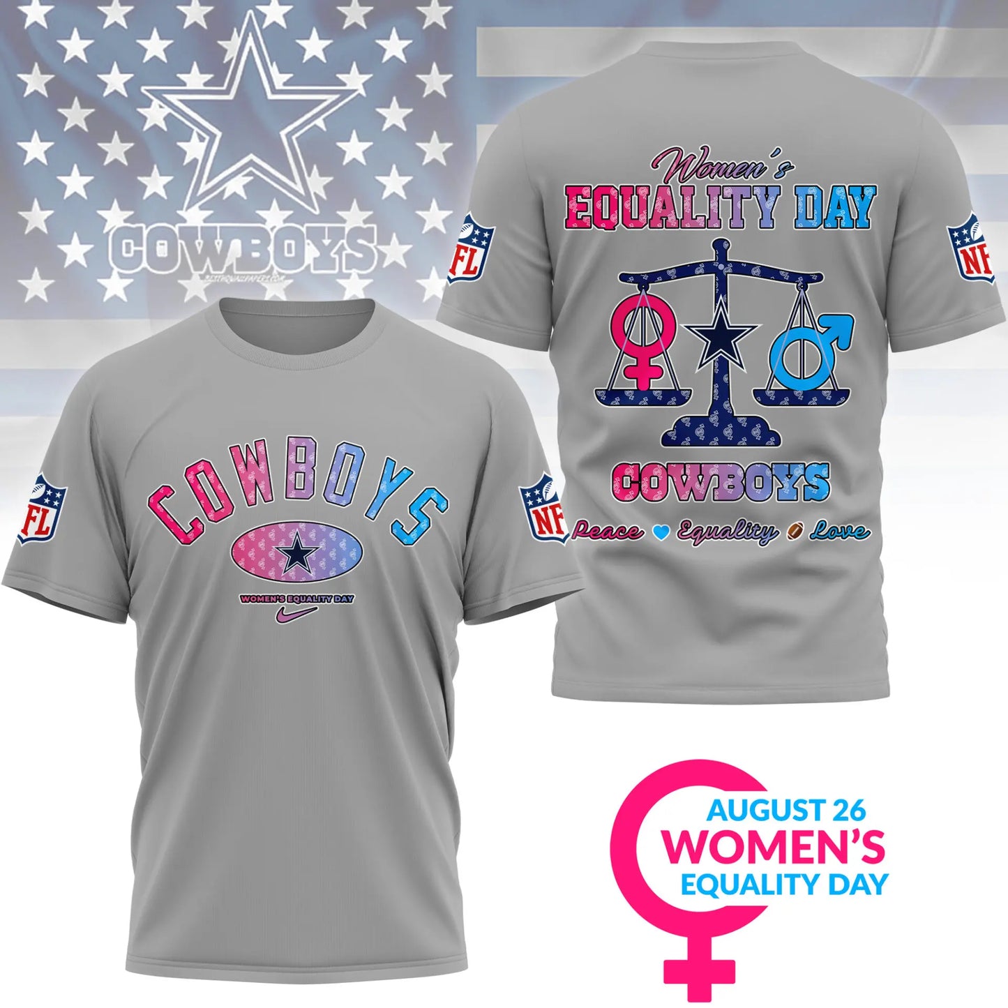 Dallas Cowboys | Premium Women’s Equality Day 3D Shirt NY – HuddleStyle.com - Image 4