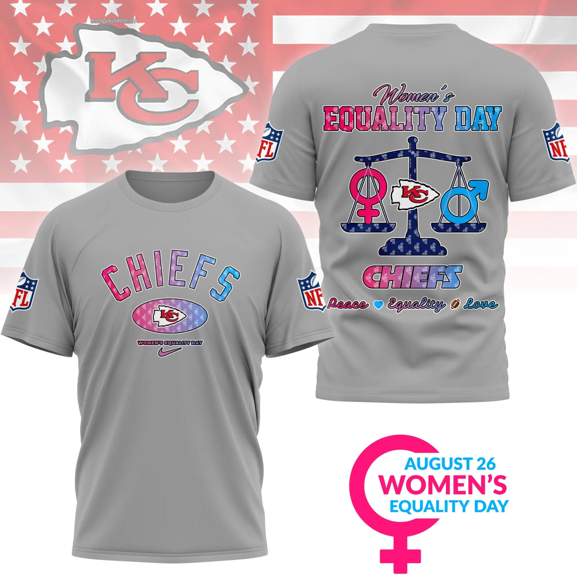 Kansas City Chiefs | Premium Women’s Equality Day 3D Shirt NY – HuddleStyle.com - Image 3