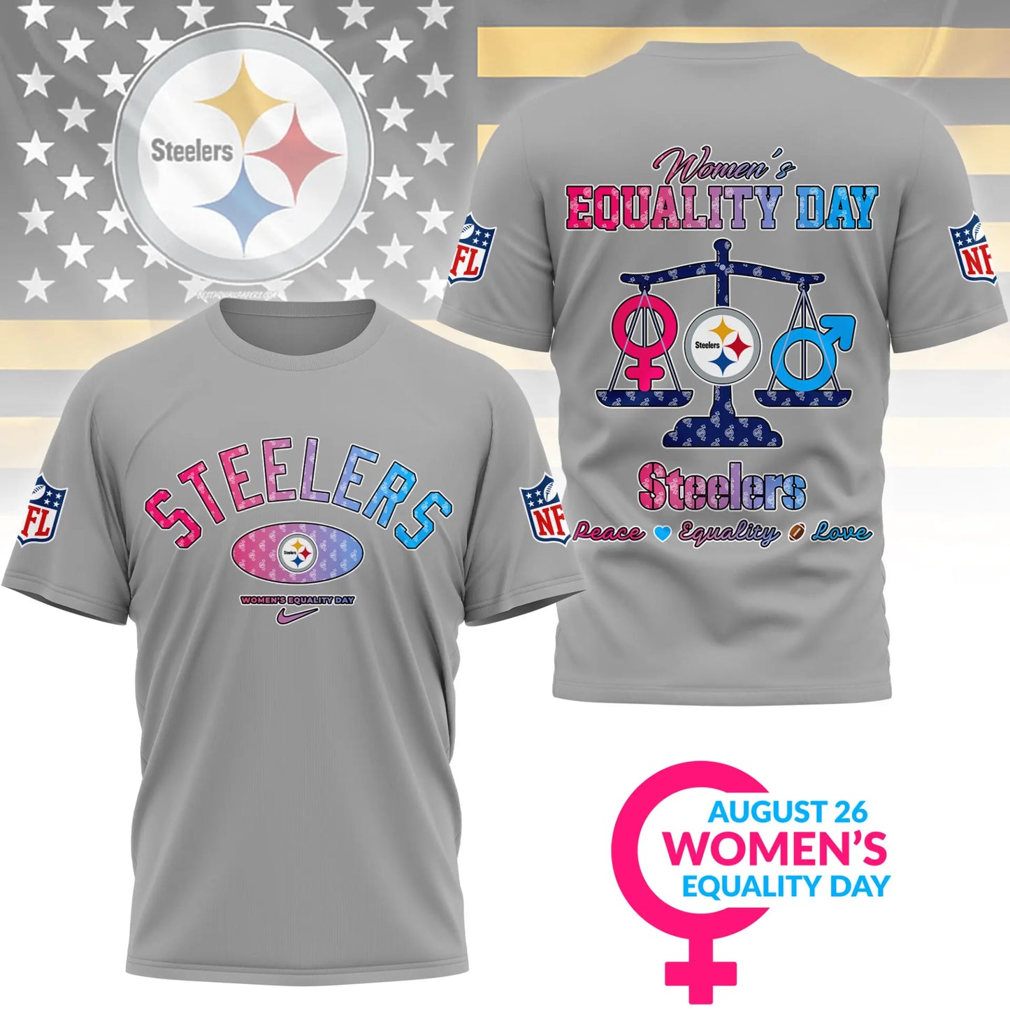 Pittsburgh Steelers | Premium Women’s Equality Day 3D Shirt NY – HuddleStyle.com - Image 4